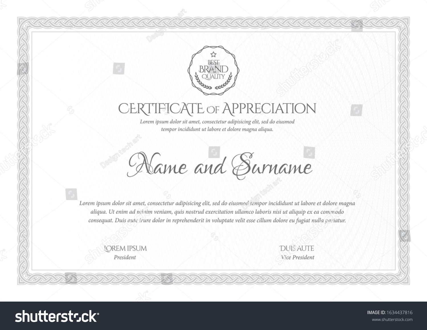 Silver Certificate Template Diploma Modern Design Stock Vector (Royalty ...