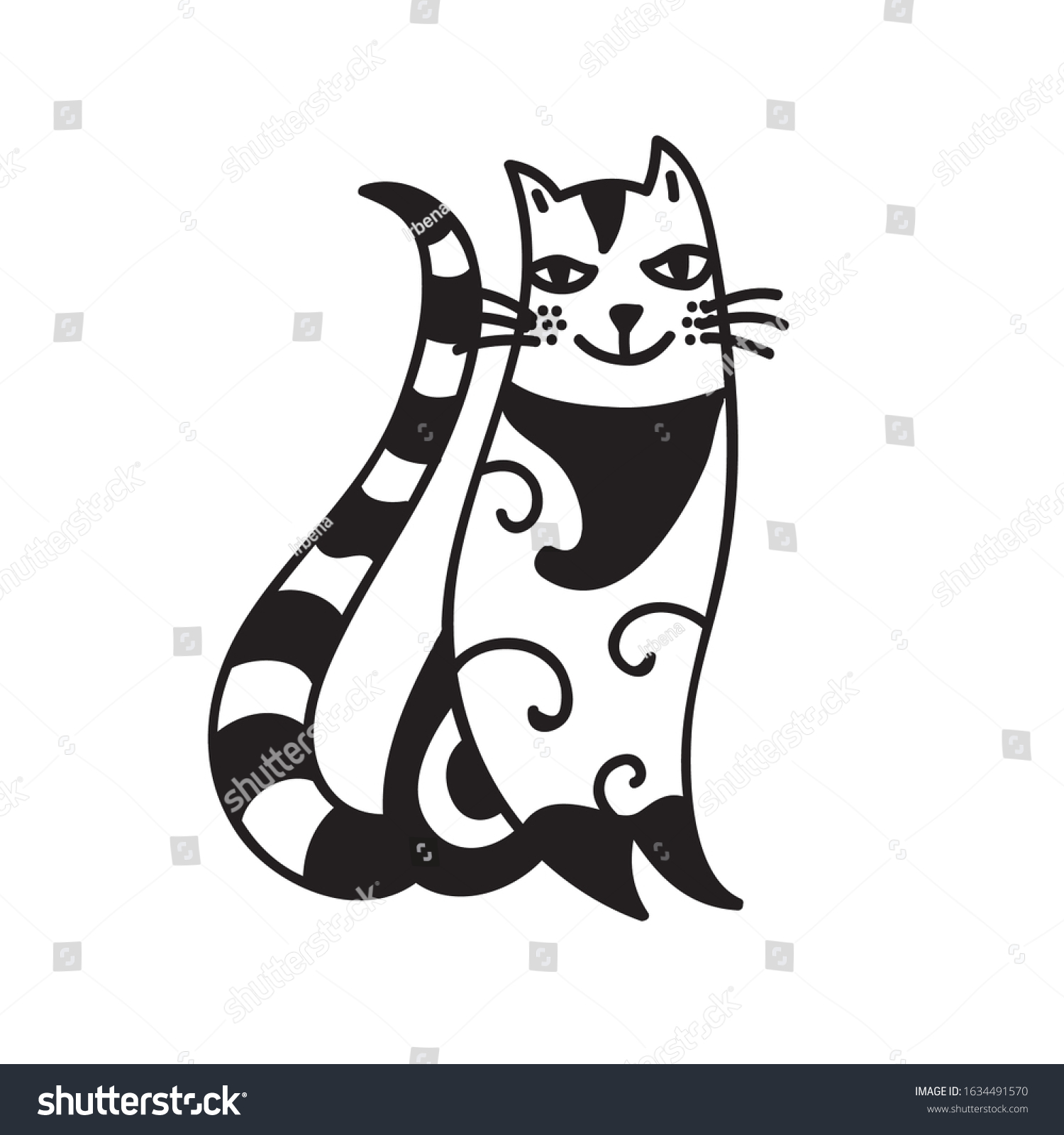 Cute Cartoon Cat Vector Illustration Stock Vector (Royalty Free ...