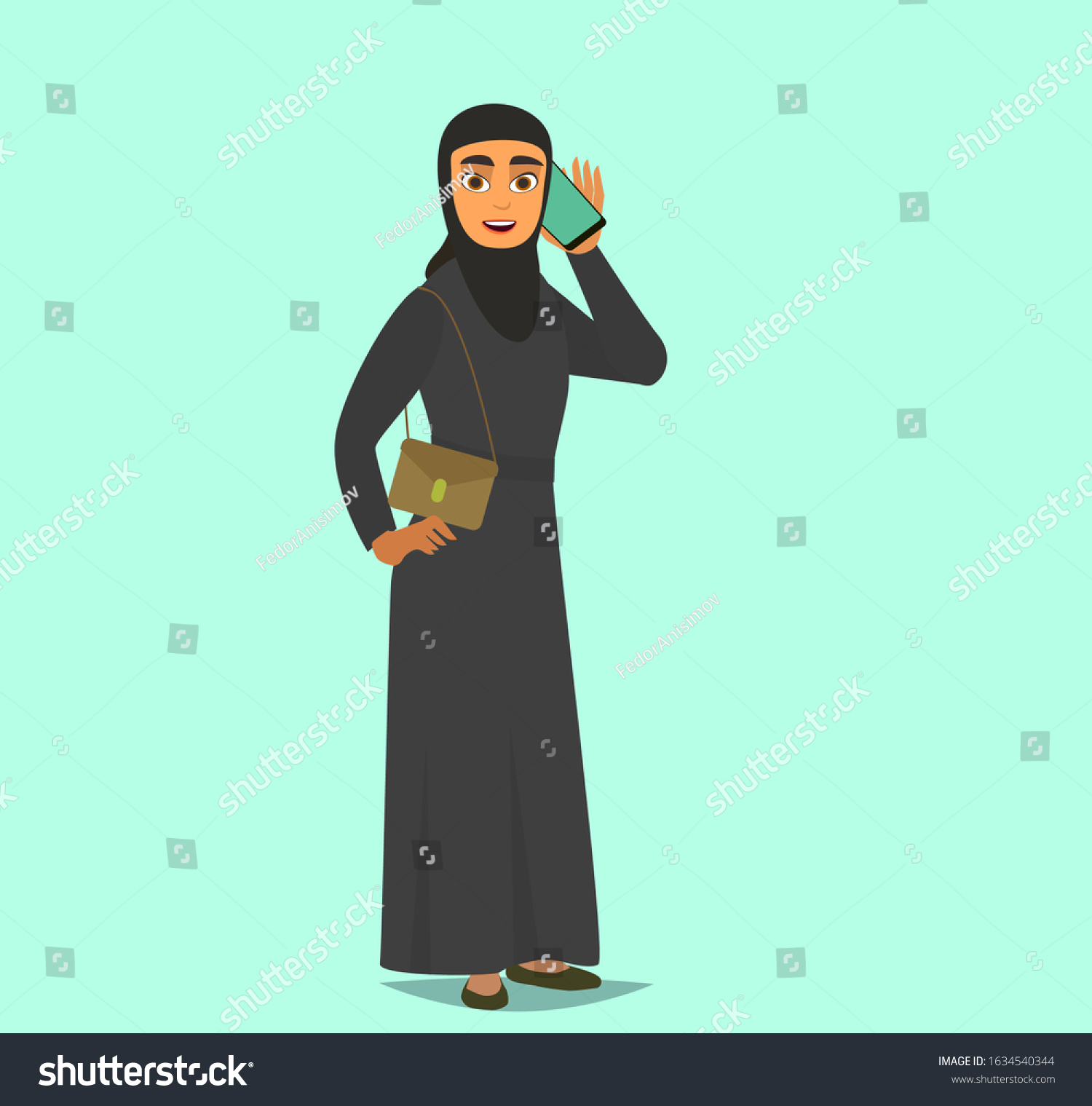 Arab Muslim Women Working Office Business Stock Vector (Royalty Free ...