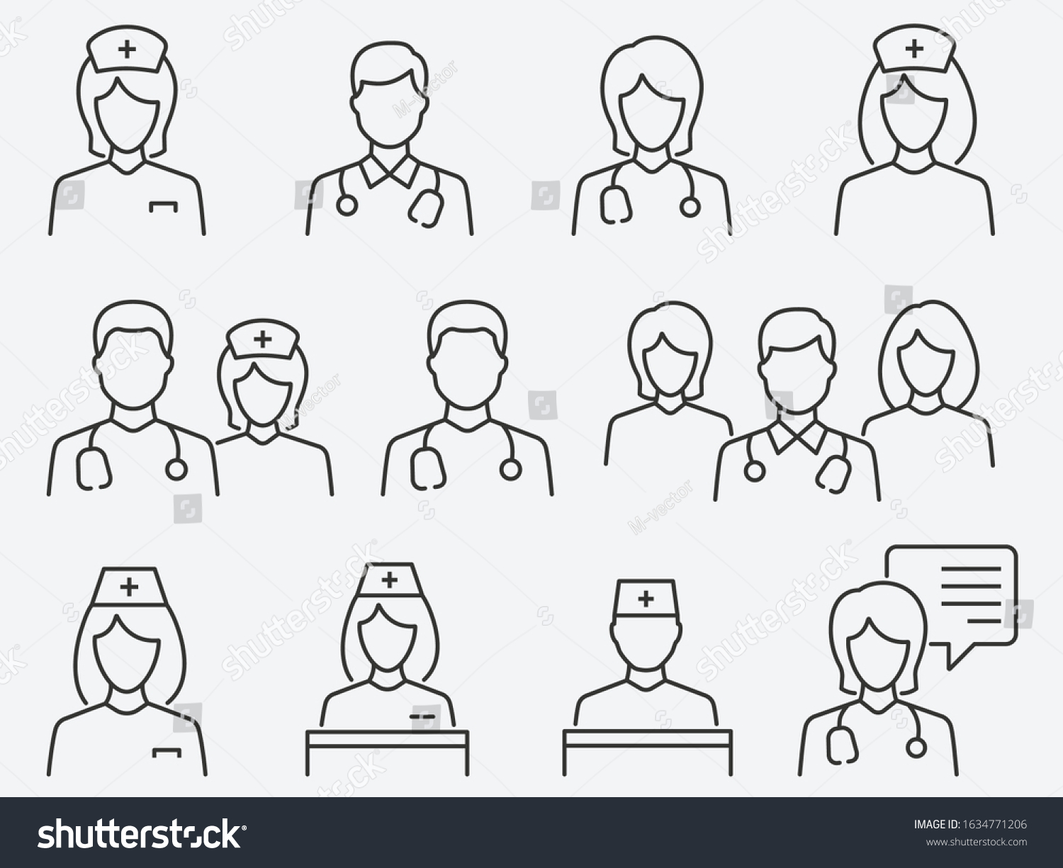 Doctor Nurse Line Icons Vector Illustration Stock Vector (Royalty Free ...