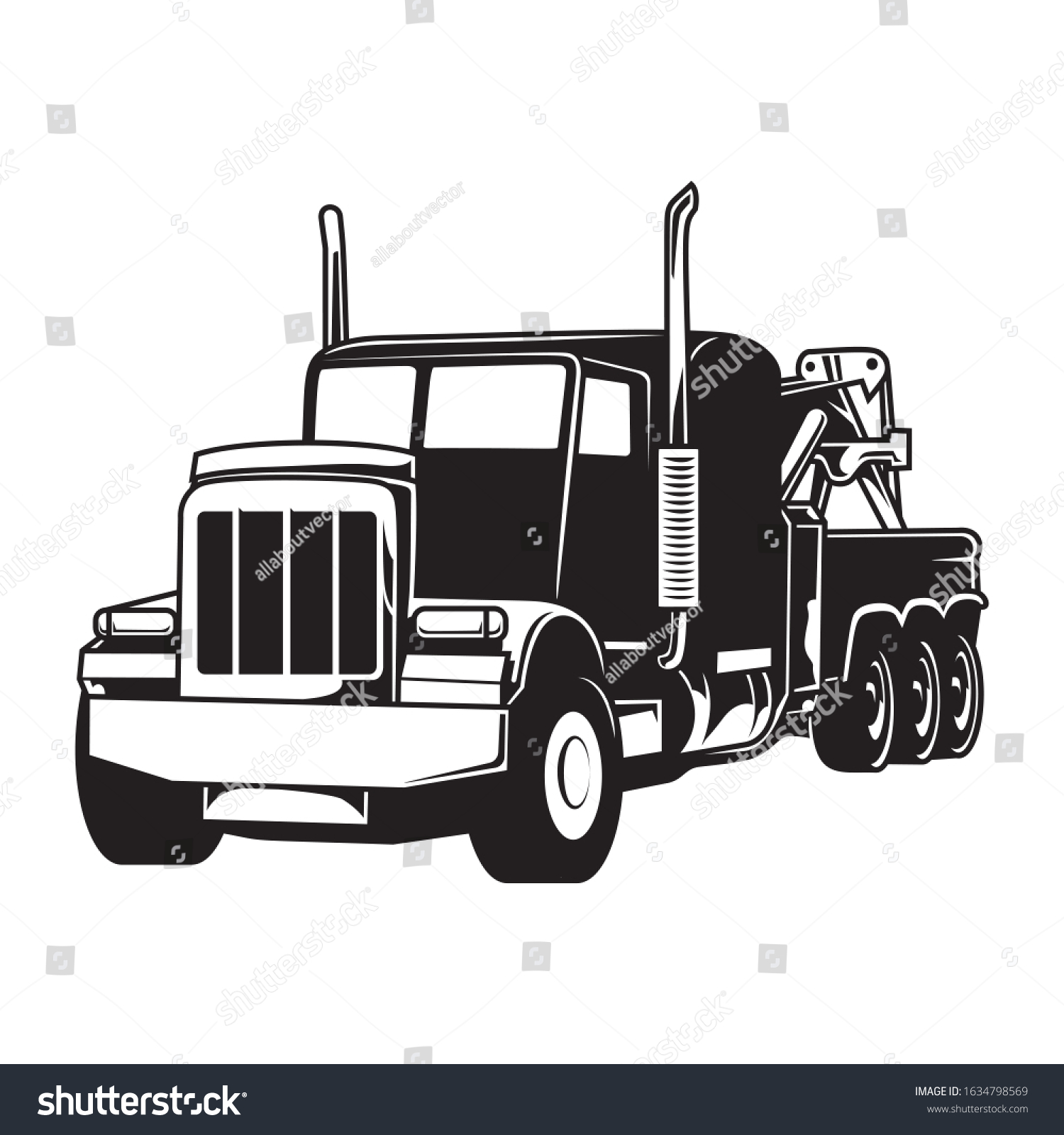 Wrecker Truck Industrial Editable Vector Stock Vector (Royalty Free ...