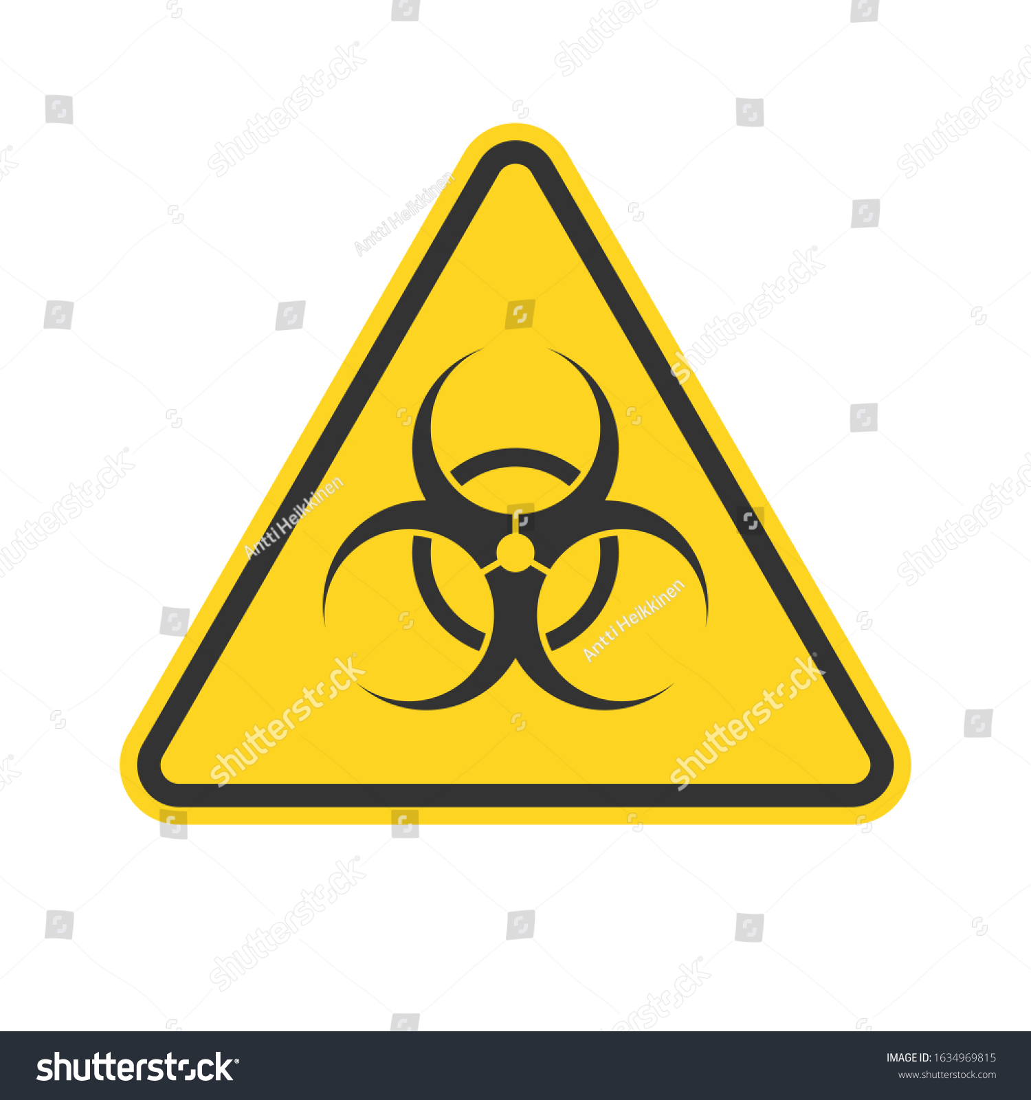 Vektor Stok Biohazard Yellow Warning Triangle Icon Toxic (Tanpa Royalti ...