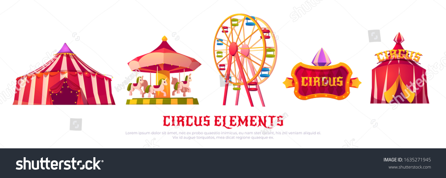 Circus Elements Carousel Ferris Wheel Tent Stock Vector (Royalty Free ...