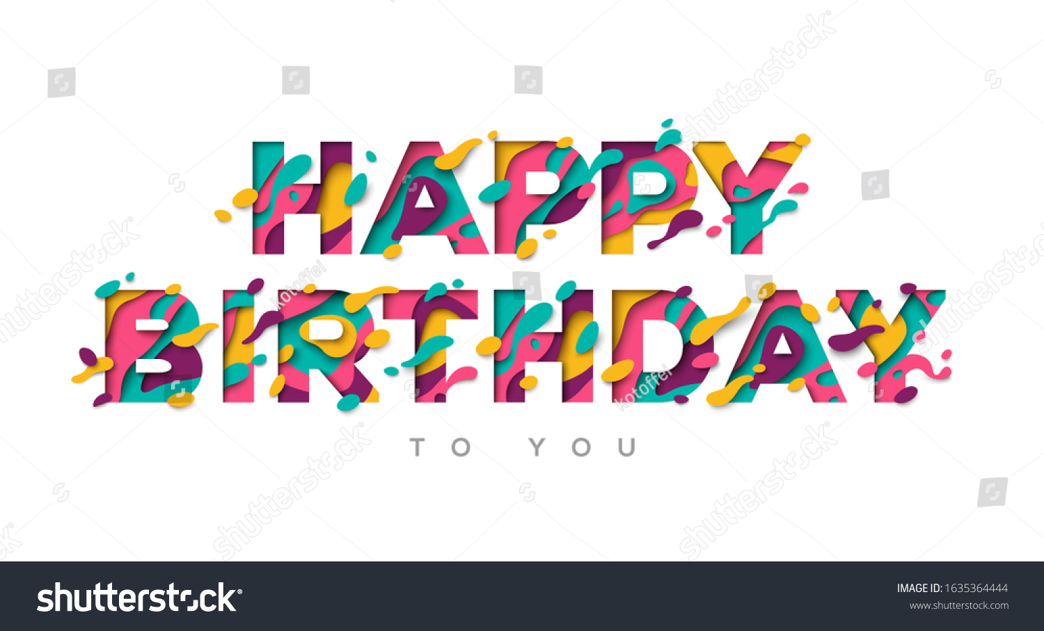 Happy Birthday Typography Design Abstract Paper Stock Vector (Royalty ...