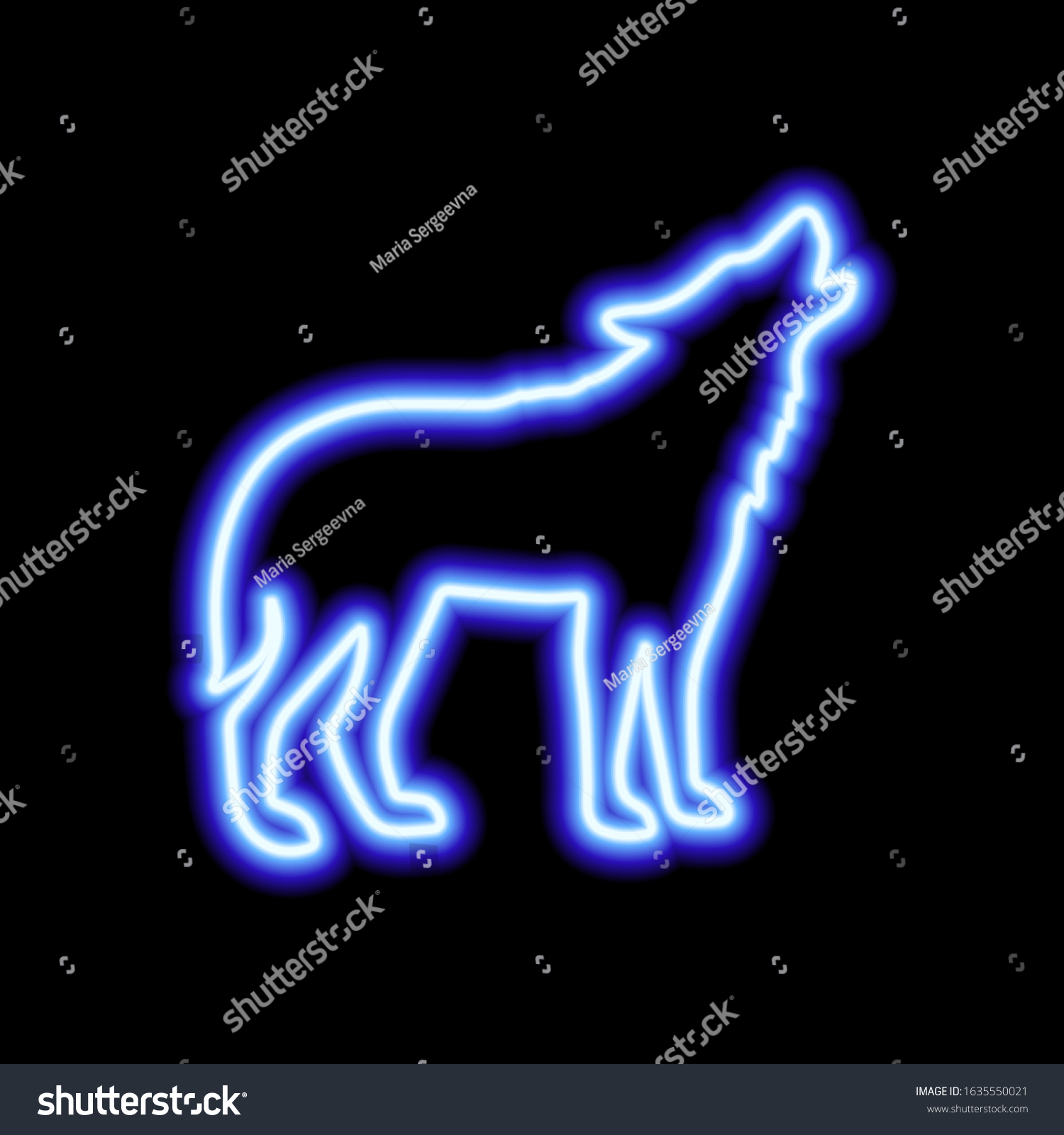 Blue Neon Sign Wolf On Black Stock Vector (Royalty Free) 1635550021 ...