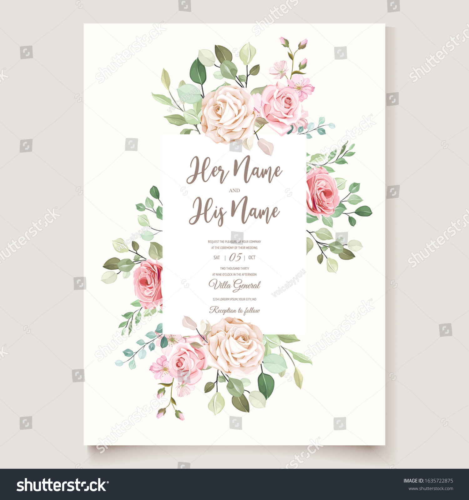 Elegant Wedding Invitation Card Template Stock Vector (Royalty Free