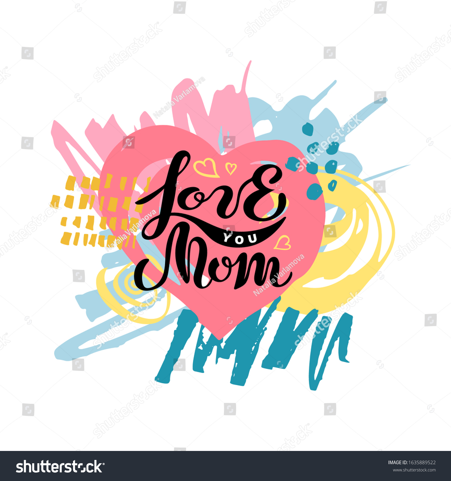 Love You Mom Handwritten Lettering Hand Stock Vector Royalty Free