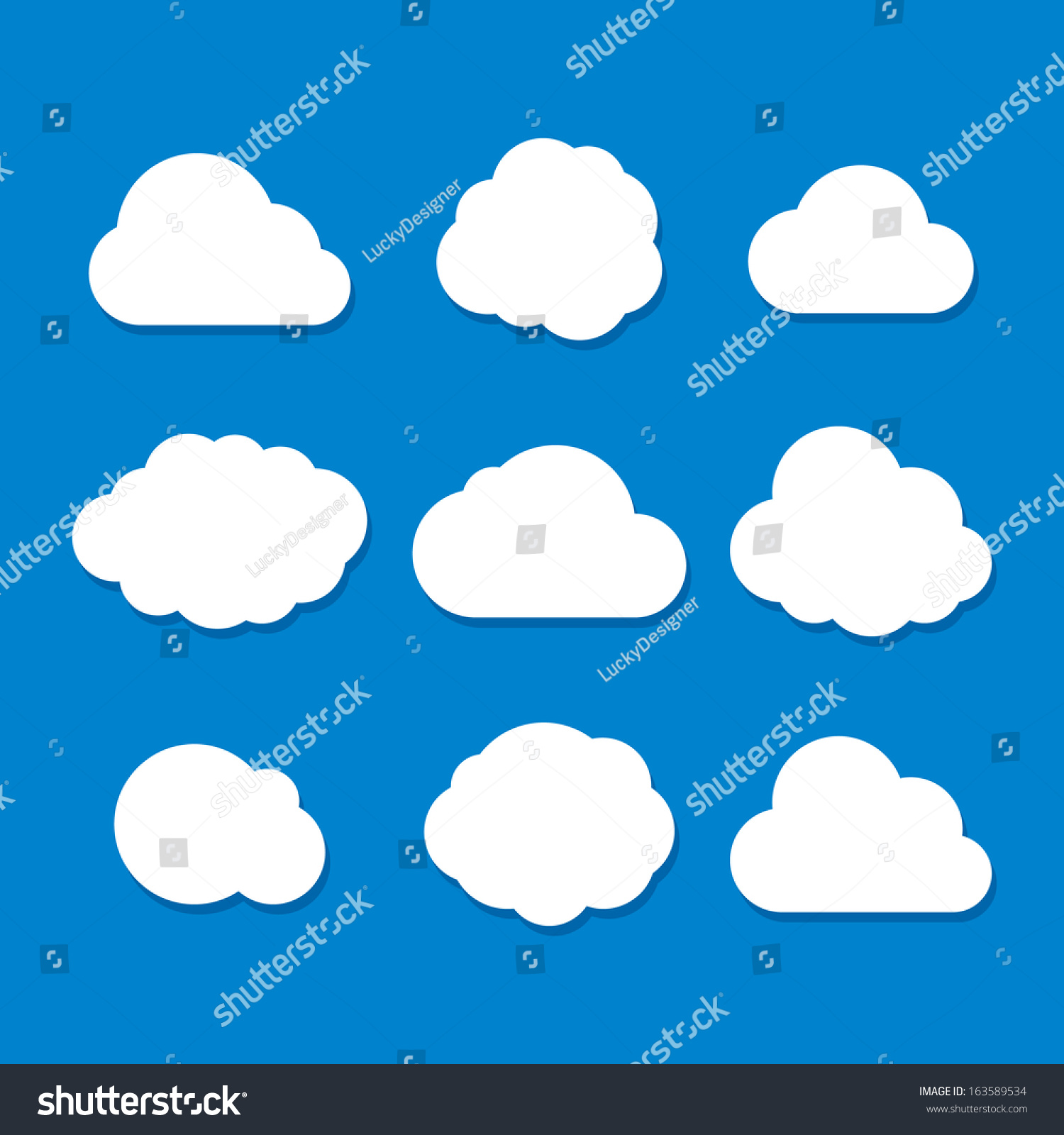 Cartoon Style Cloud Set Vector Stock Vector (Royalty Free) 163589534 ...