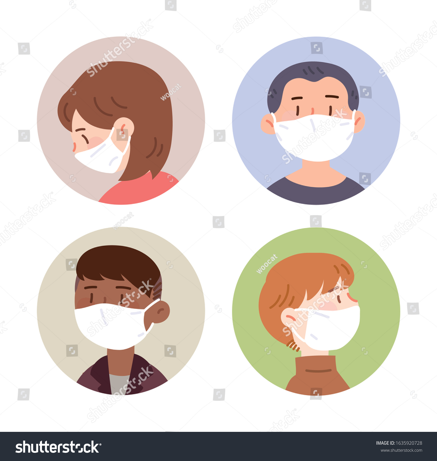 People Different Races Wearing Masks People Stock Vector (Royalty Free ...