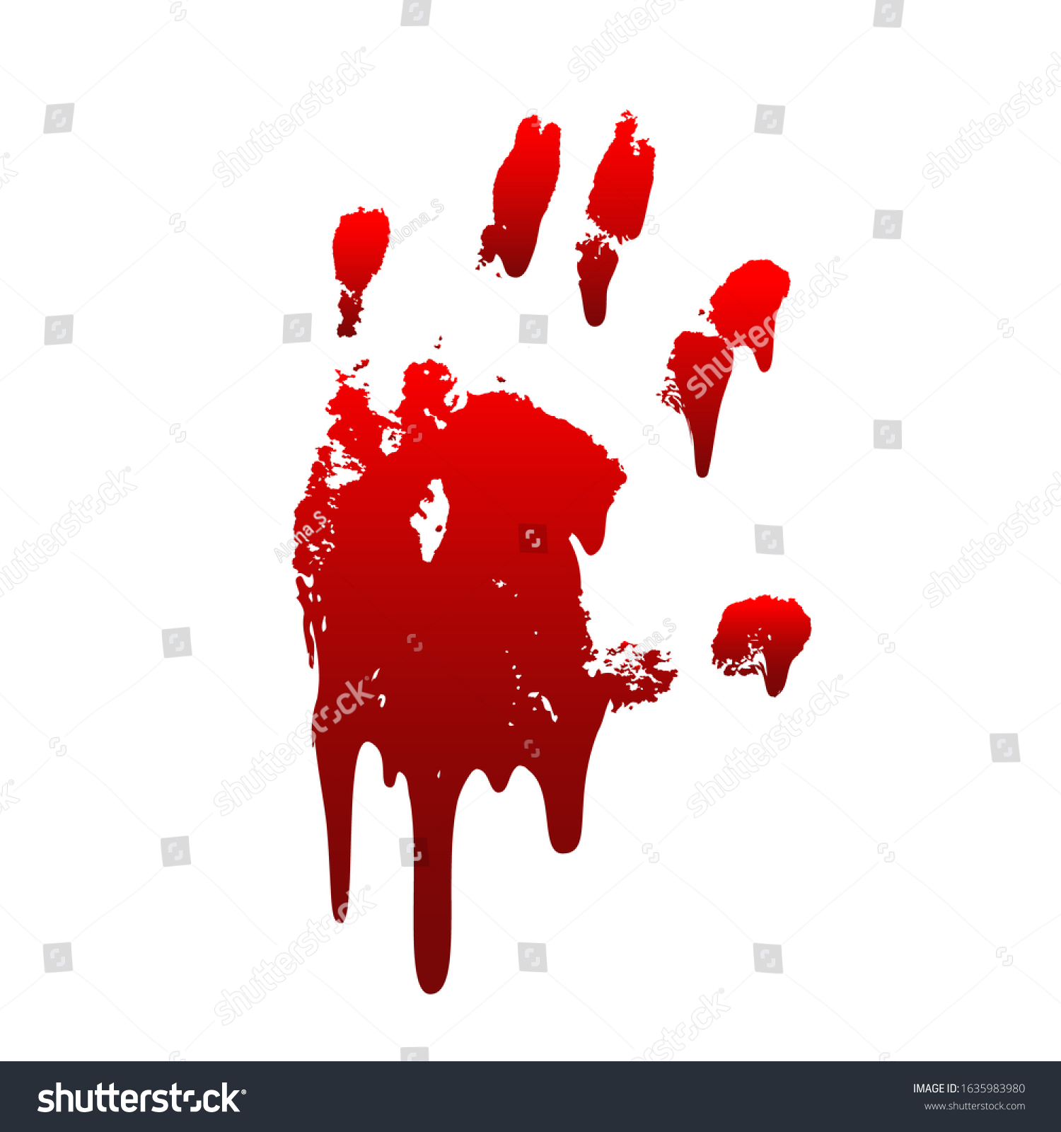 Bloody Hand Print 3d Isolated White Stock Vector (Royalty Free ...