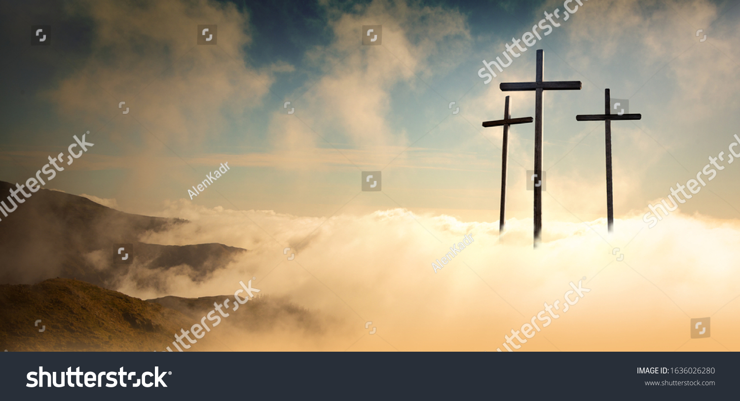 Crucifixion Jesus Christ Sunrise Three Crosses Stock Photo 1636026280 ...