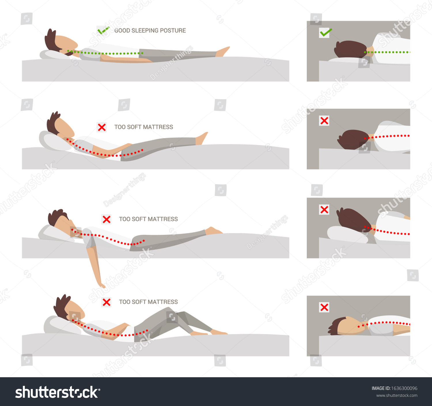 Correct Incorrect Sleeping Position On Her Stock Vector (Royalty Free ...