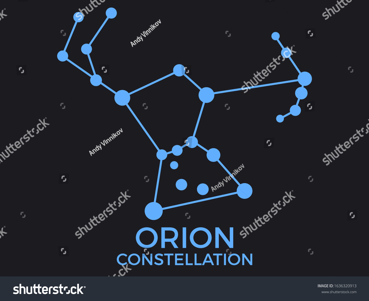 Orion Constellation Stars Night Sky Cluster Stock Vector (Royalty Free ...