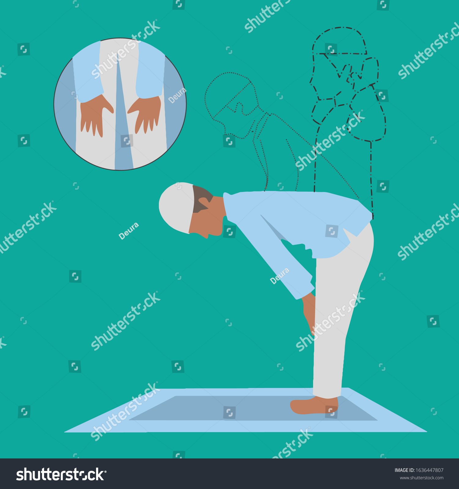 Illustration Sample Prayer Movements Bowing Stock Vector (Royalty Free ...