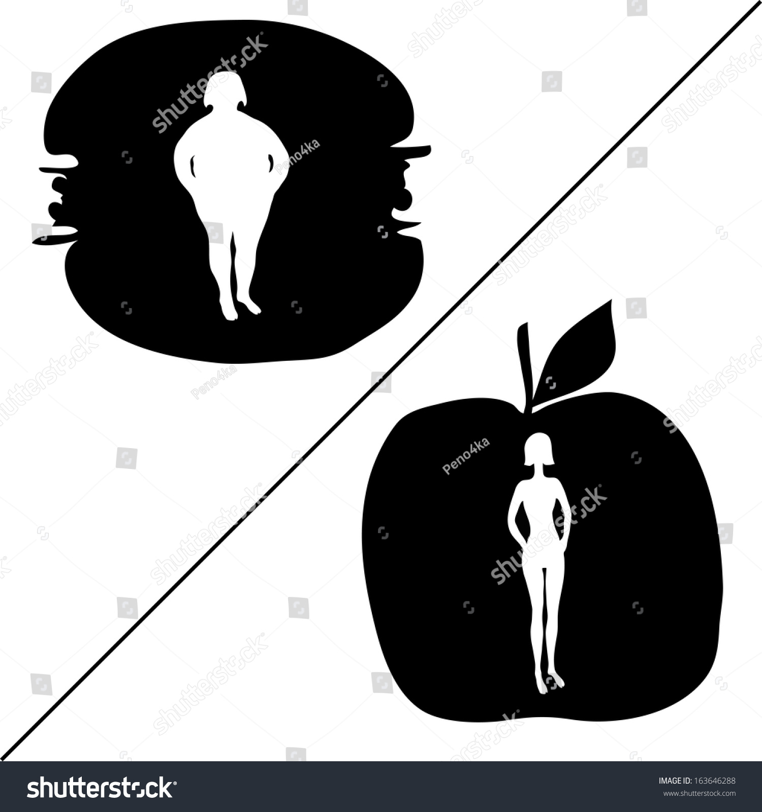 Silhouette Fat Slim Women Stock Vector Royalty Free 163646288