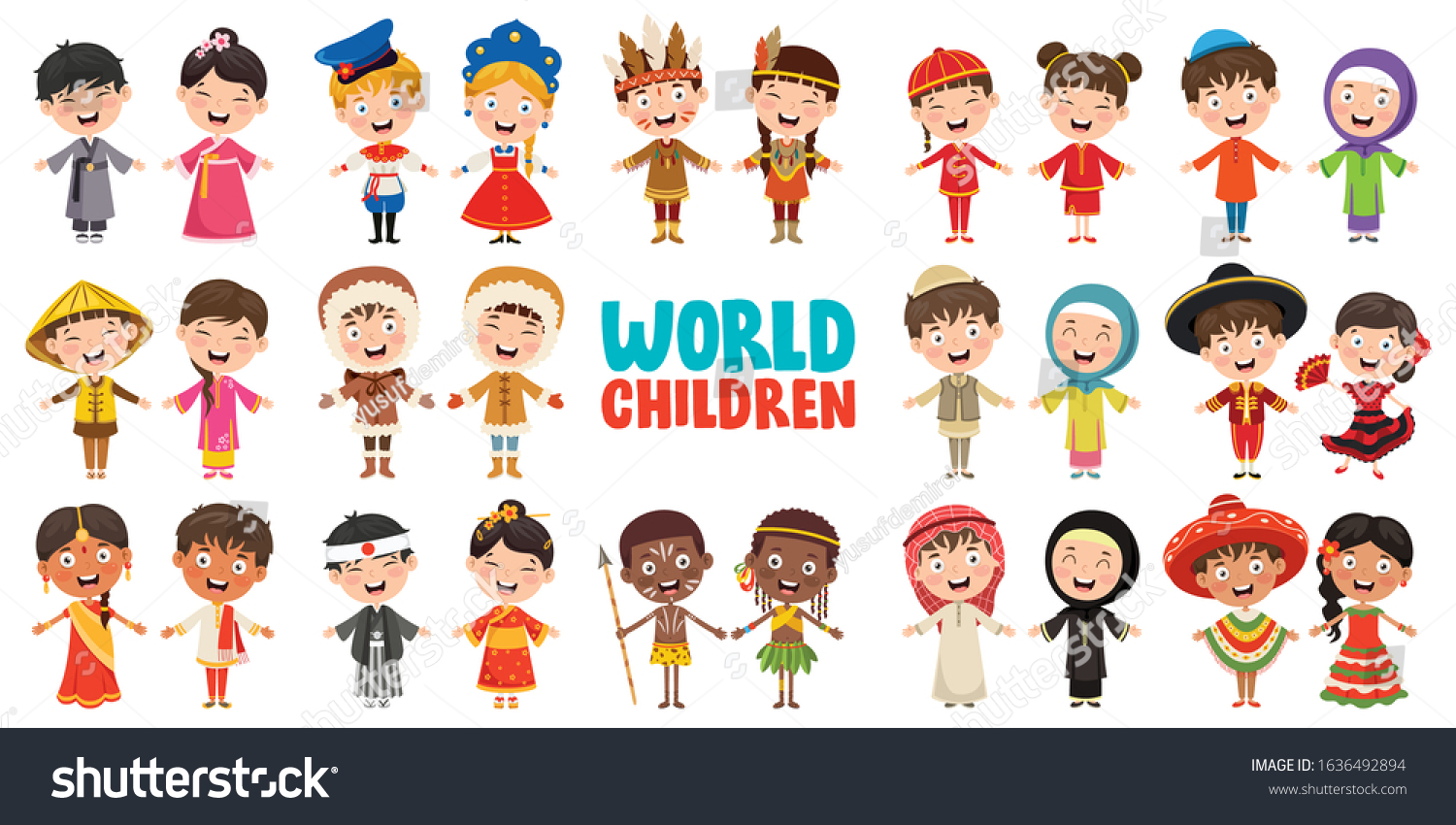 Multicultural Characters World Stock Vector (Royalty Free) 1636492894 ...