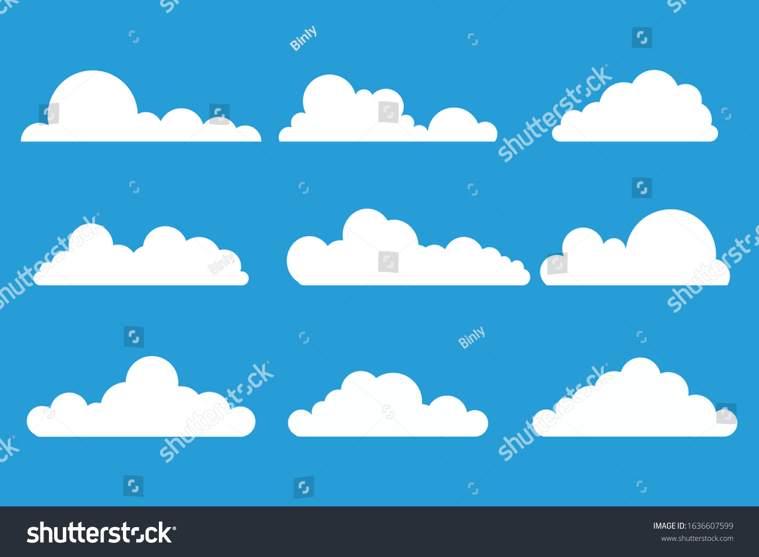 Set Fluffy Clouds Clipart Icon Vector Stock Vector (Royalty Free ...