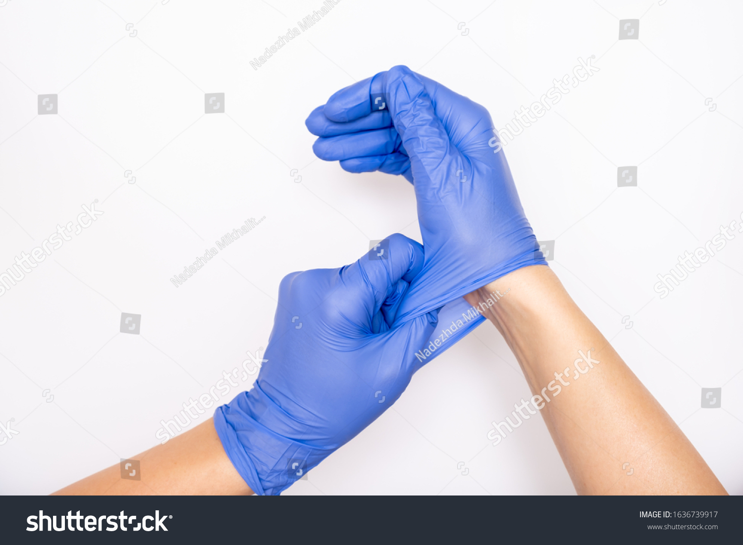 blue hygiene gloves