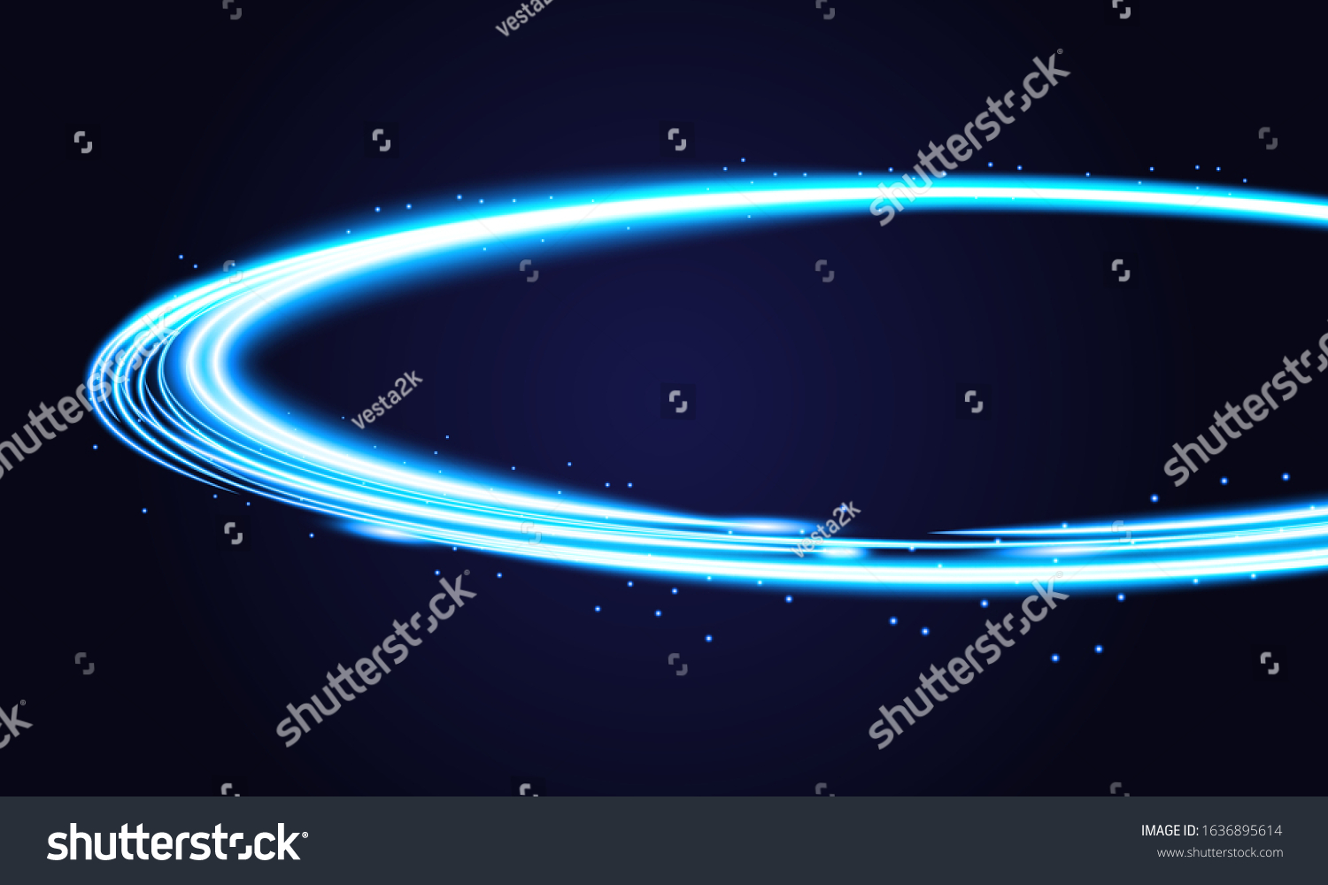 Blue Swoosh Neon Wave Over Dark Stock Vector (Royalty Free) 1636895614 ...