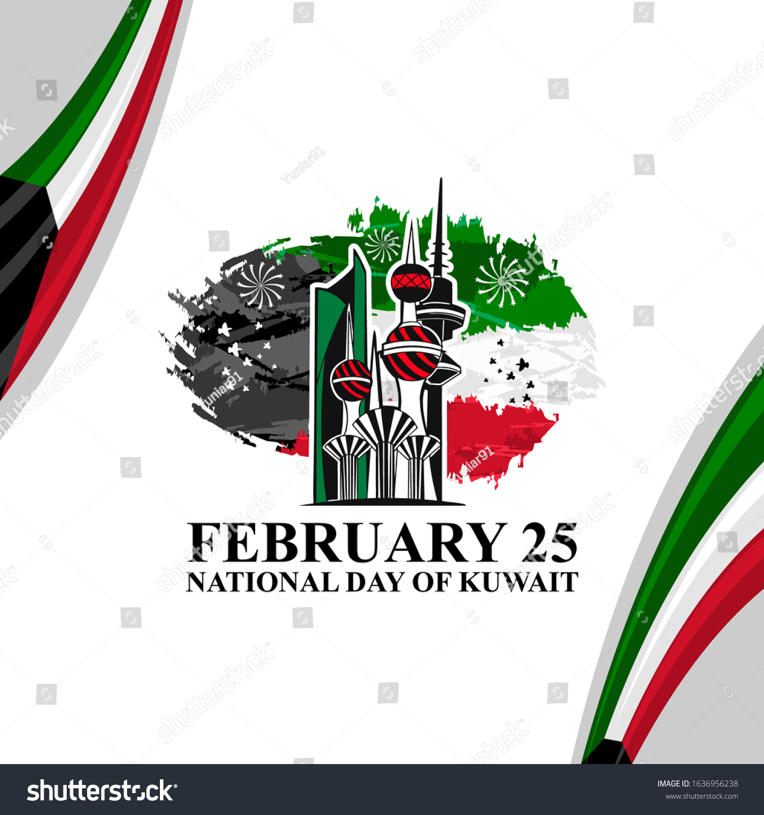 February 25 National Day Kuwait Vector Stock Vector (Royalty Free ...