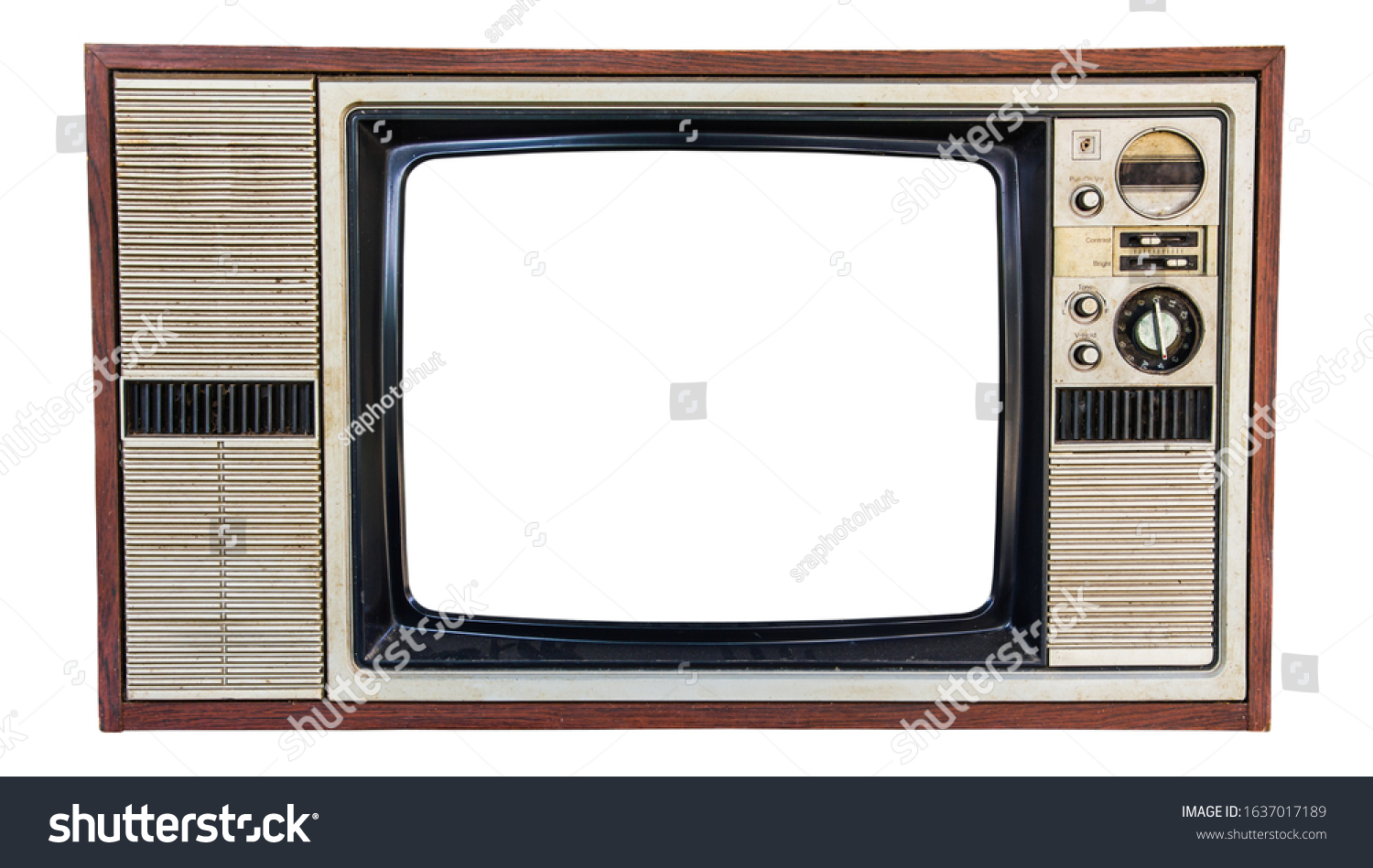 Vintage Television Cut Out Screen On Stock Photo 1637017189 | Shutterstock