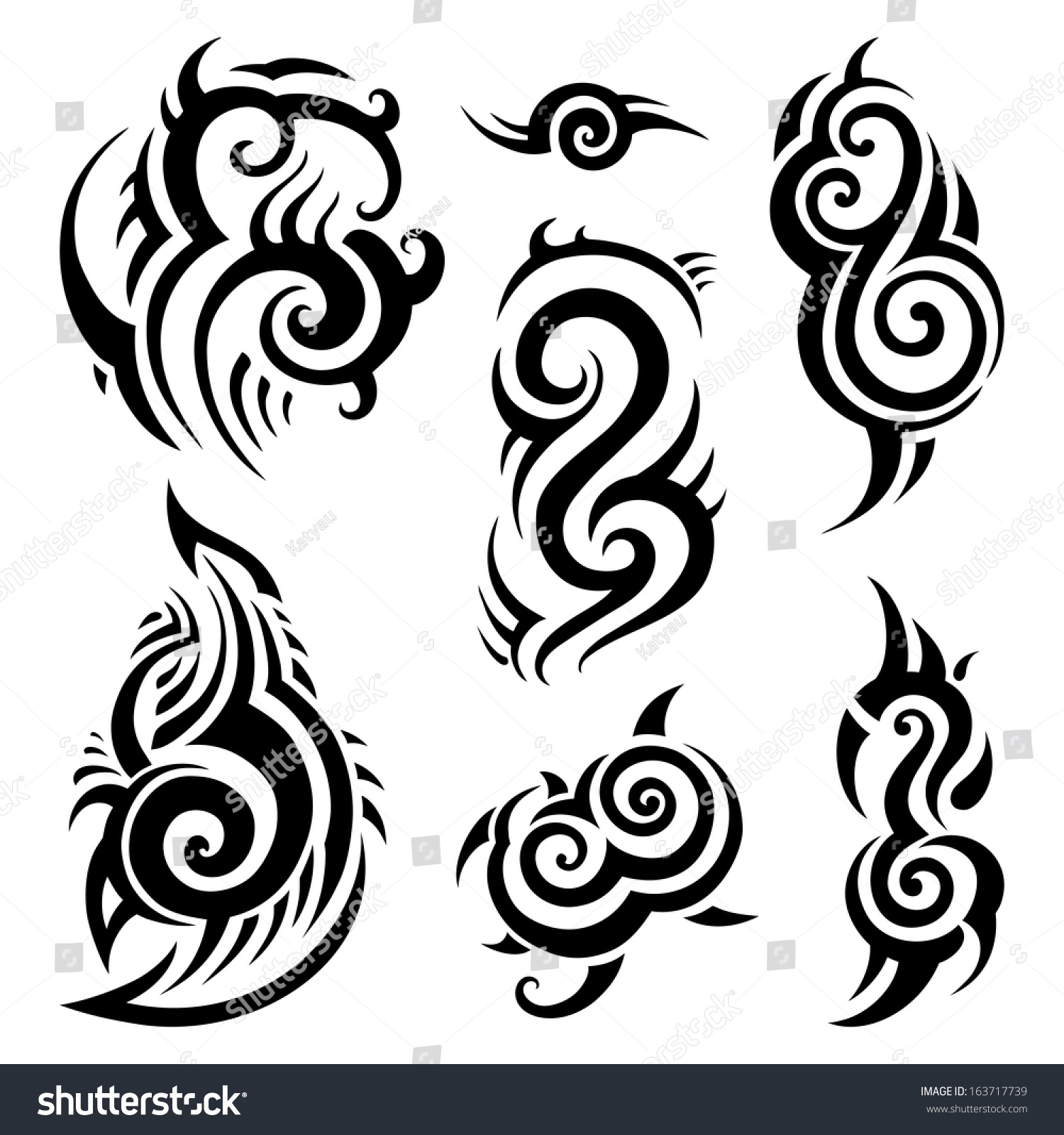 Polynesian Tattoo Tribal Pattern Set Vector Stock Vector (Royalty Free ...