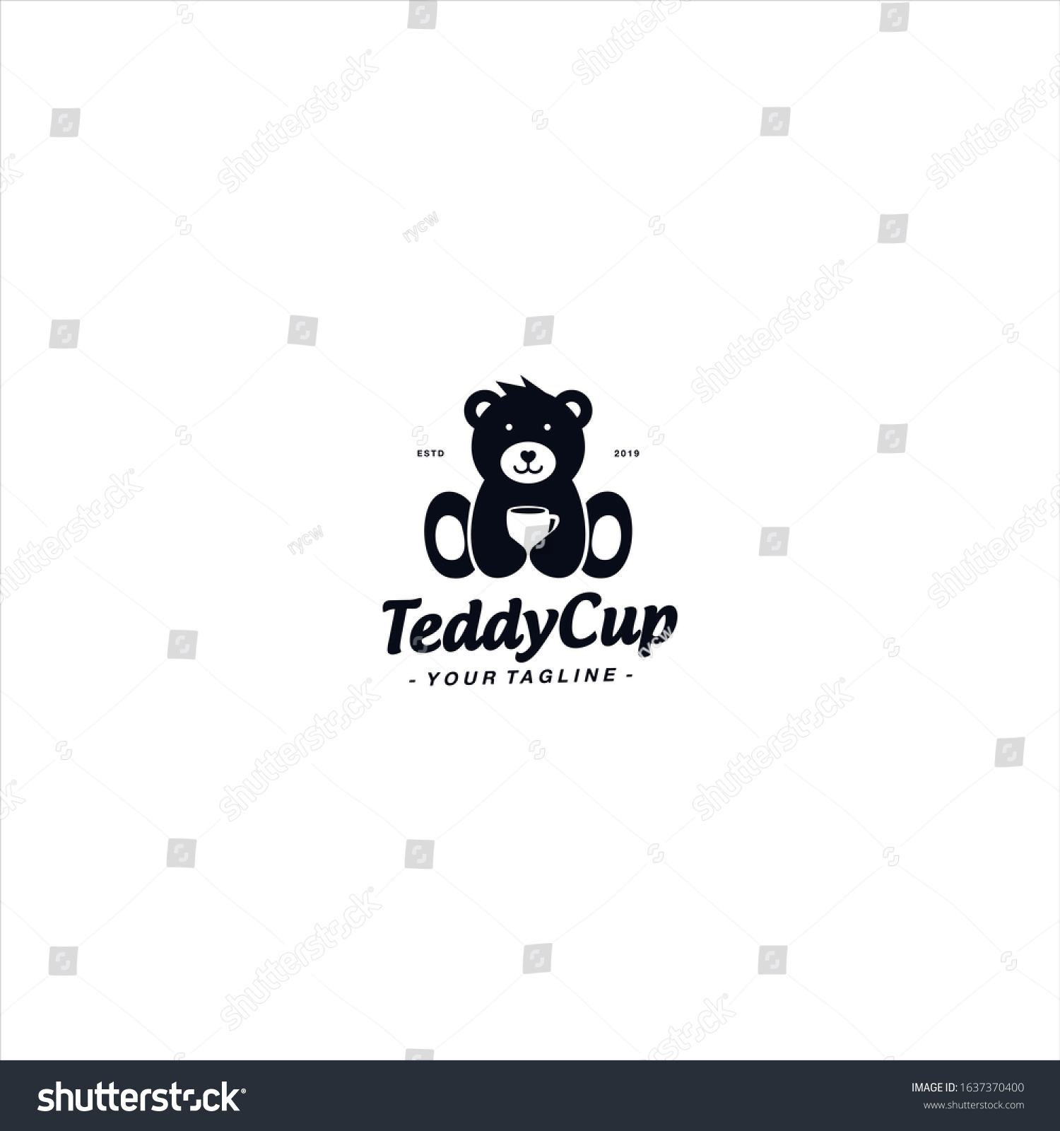 Teddy Bear Cup Logo Design Template Stock Vector (Royalty Free ...