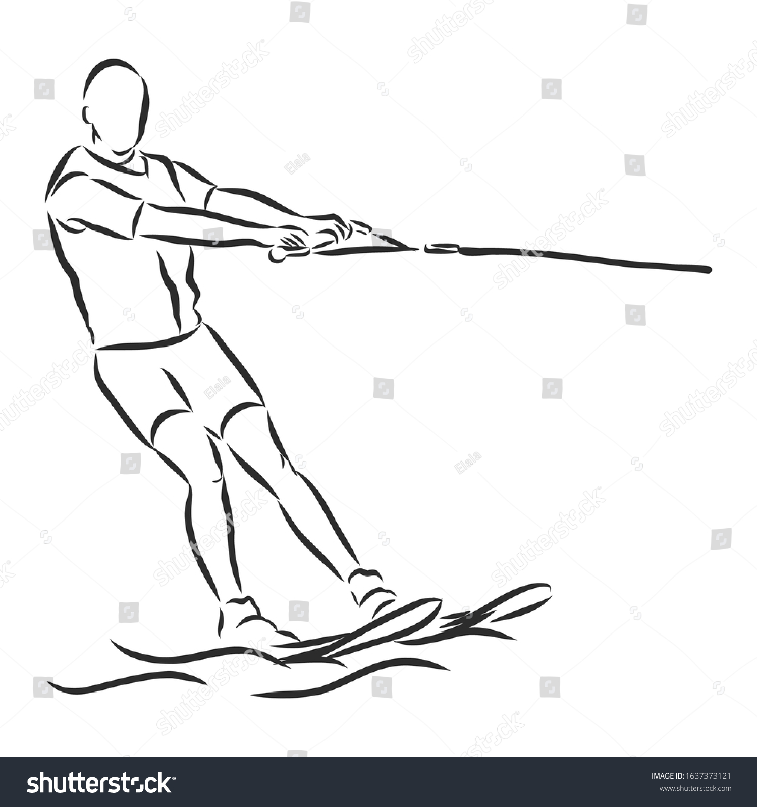 Man Water Skiing Vector Sketch Illustration Stock Vector (Royalty Free ...