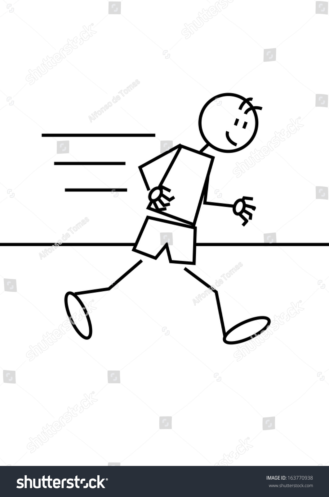 Stick Figure Boy Running Stports Leisure Stock Vector (Royalty Free ...