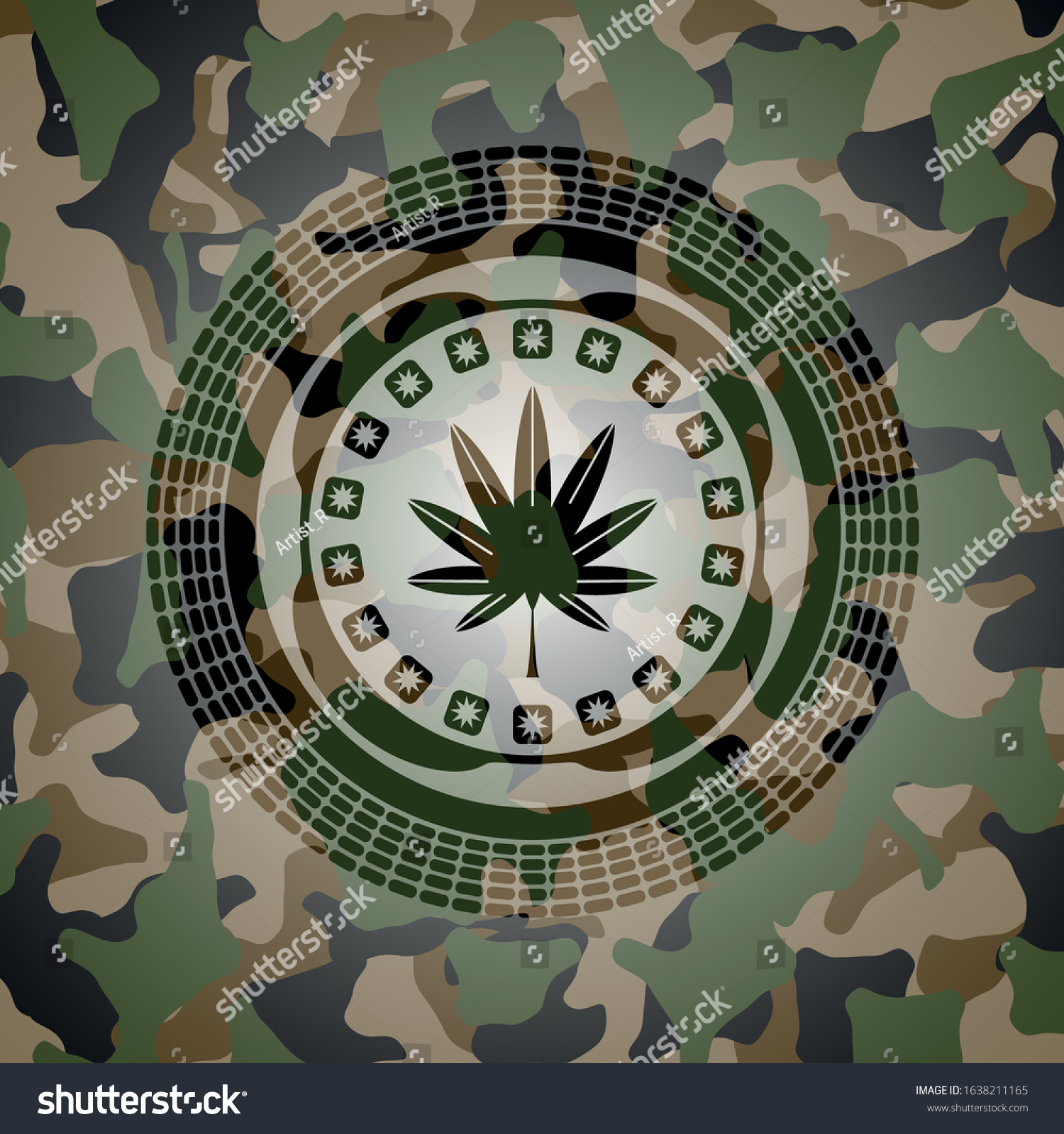 Marijuana Leaf Weed Icon On Camo Stock Vector (Royalty Free) 1638211165 ...