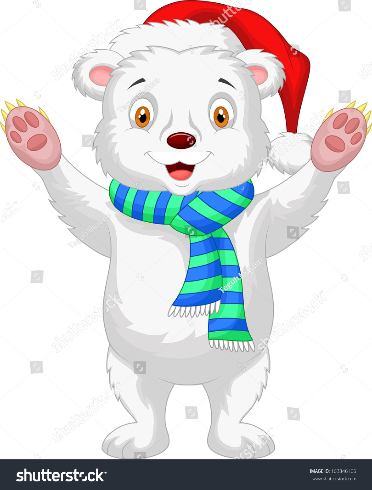 Polar Bear Cartoon Waving Stock Vector (Royalty Free) 163846166 ...