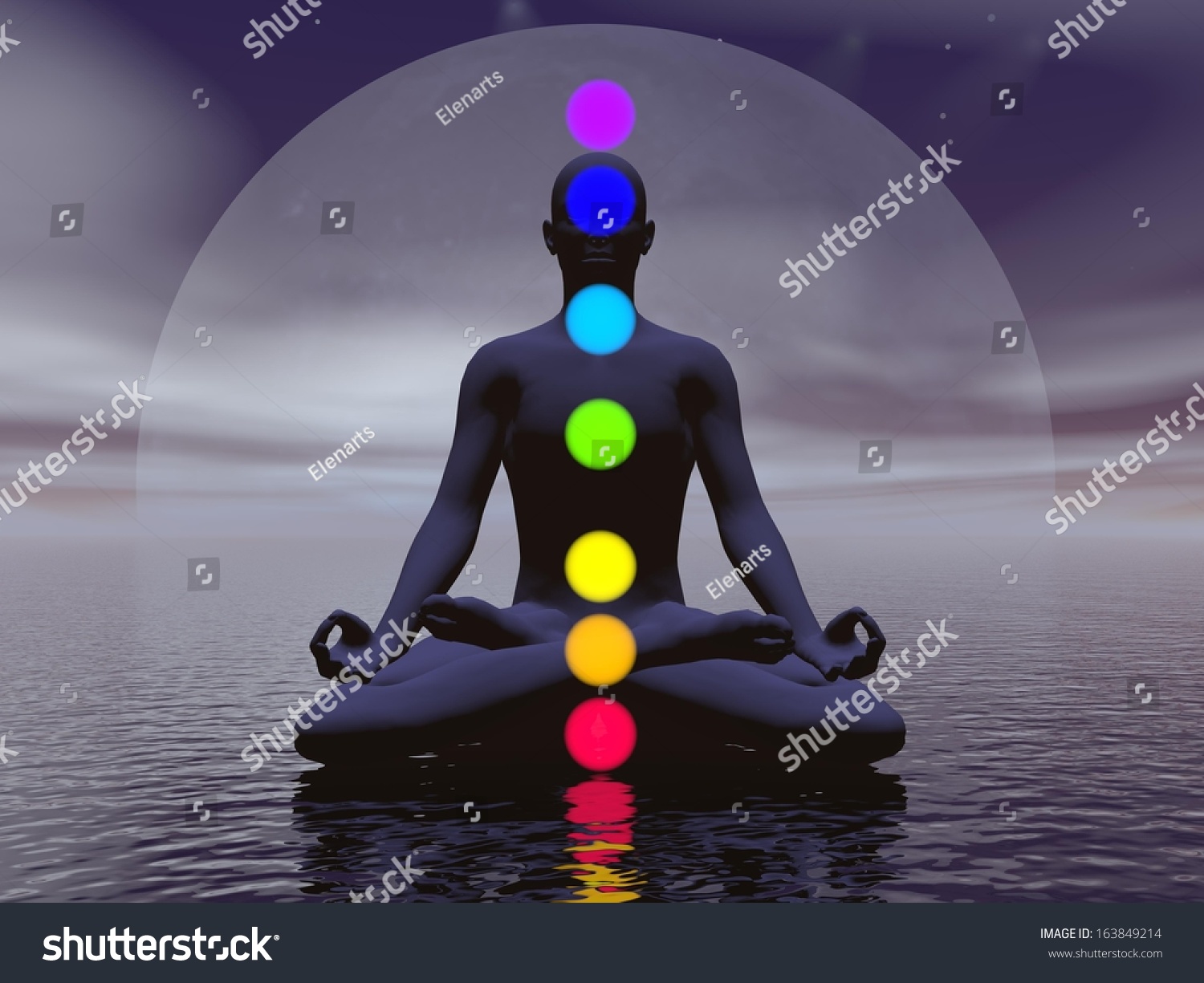 Silhouette Man Meditating Seven Colorful Chakras Stock Illustration Shutterstock