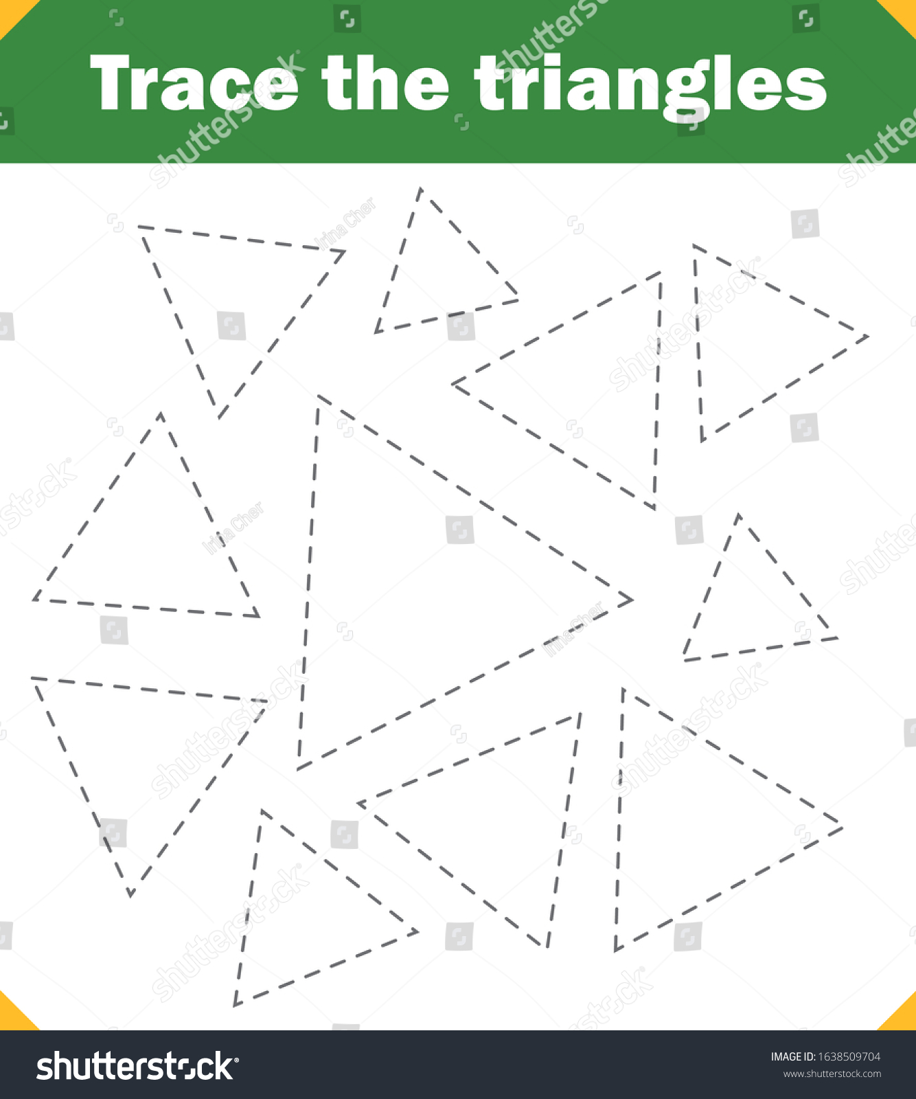 learning shapes preschool worksheet trace triangles stock vector royalty free 1641734767 shutterstock