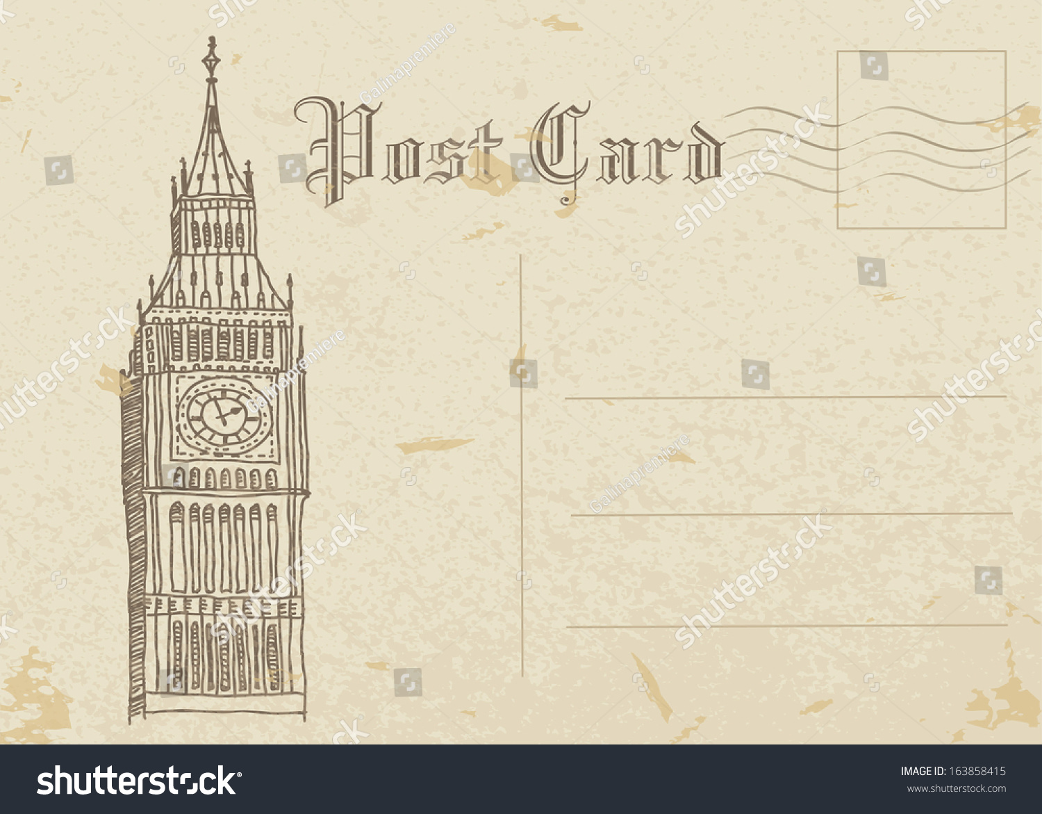 Postcard Old Paper Stock Vector (Royalty Free) 163858415 | Shutterstock