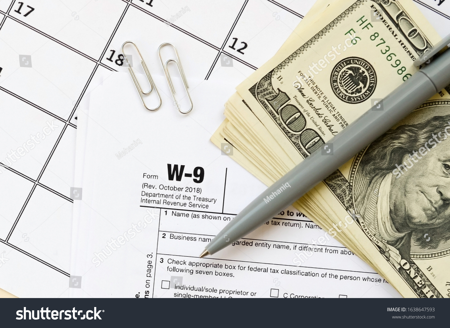 Irs Form W9 Request Taxpayer Identification Stock Photo 1638647593 ...