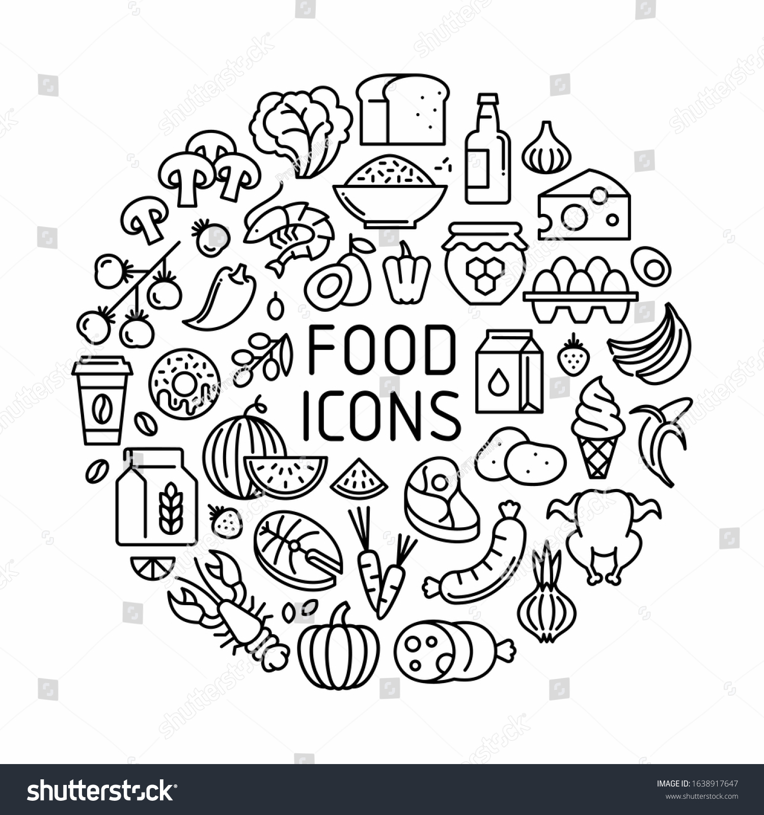 Food Drink Vector Icons Circle Concept Stock Vector (royalty Free 