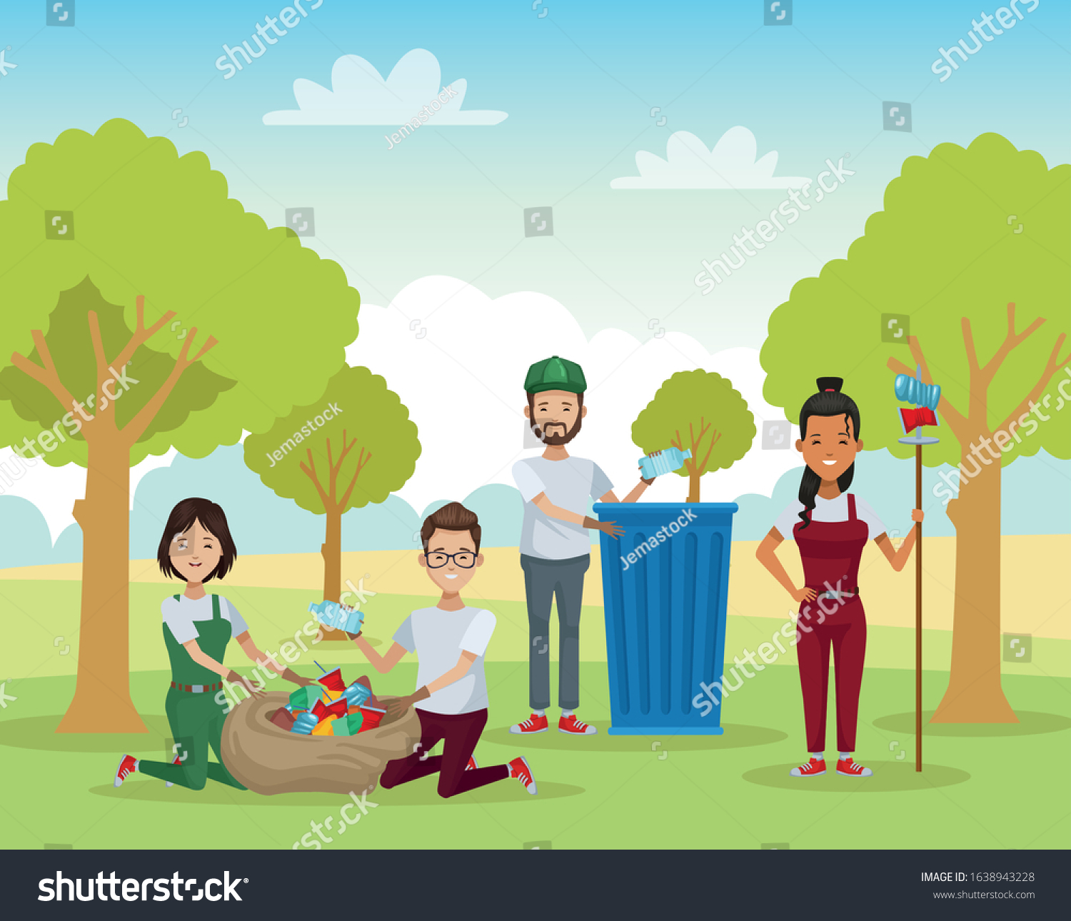 Group People Recycling Camp Vector Illustration Stock Vector (Royalty ...