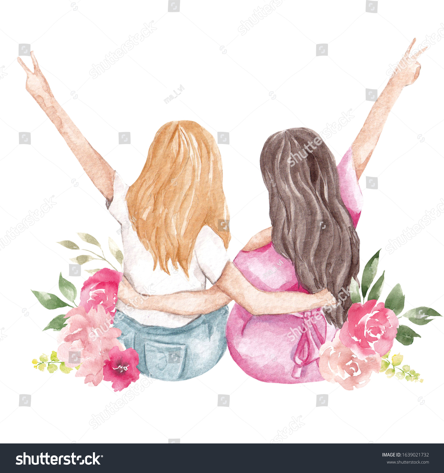 889 Best Friends Watercolor Images, Stock Photos & Vectors 