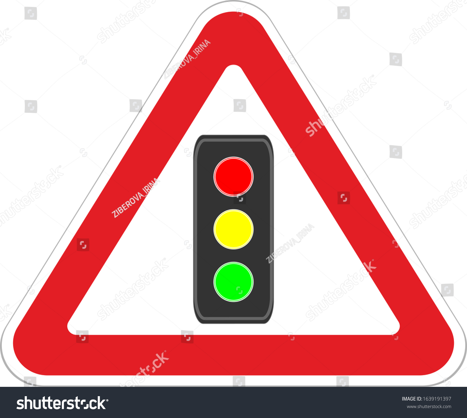 Road Sign Attention Traffic Lightvector Illustration Stock Vector ...