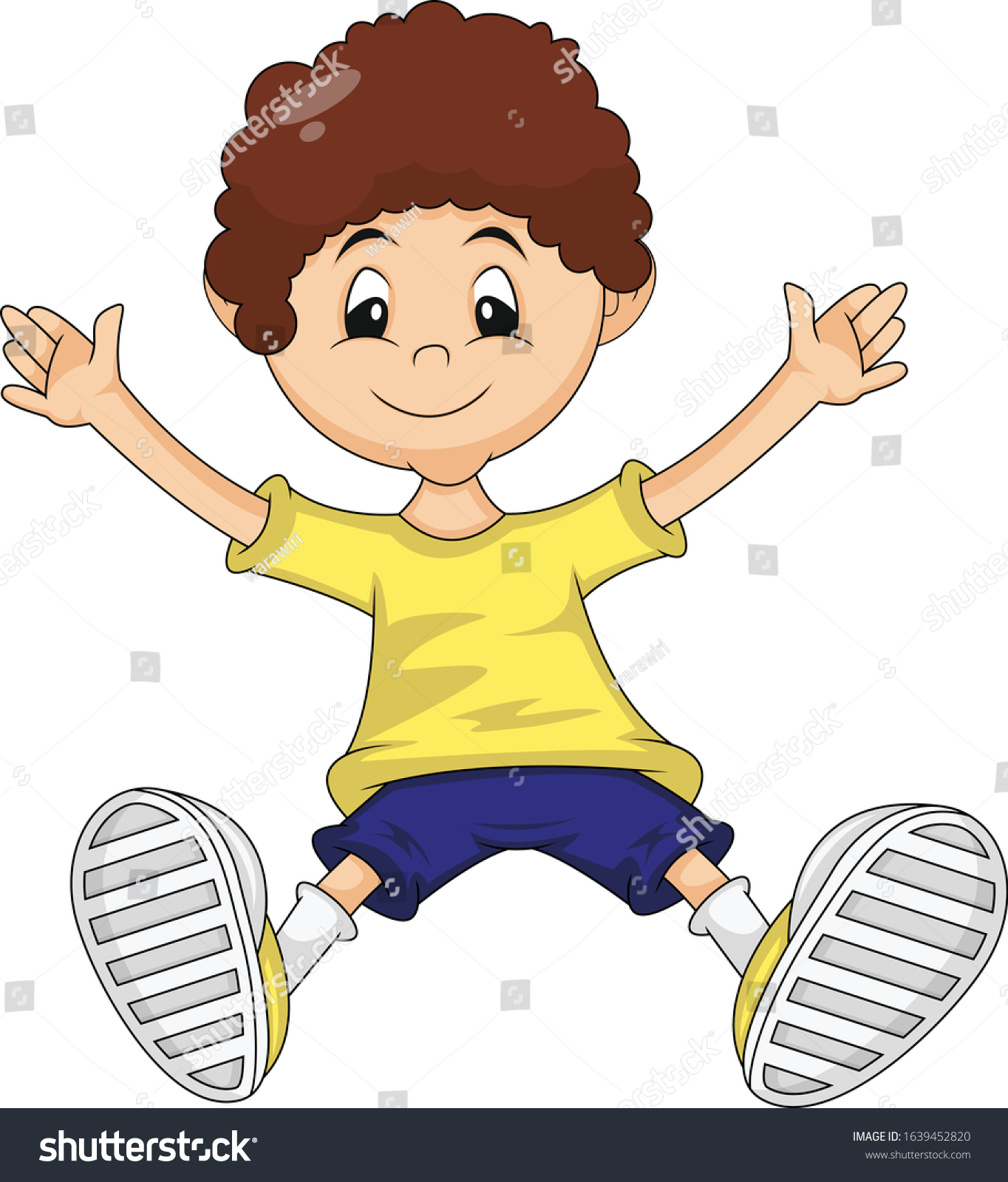 Boy Jumping Happily Cartoon Vector Illustration Stock Vector (Royalty ...