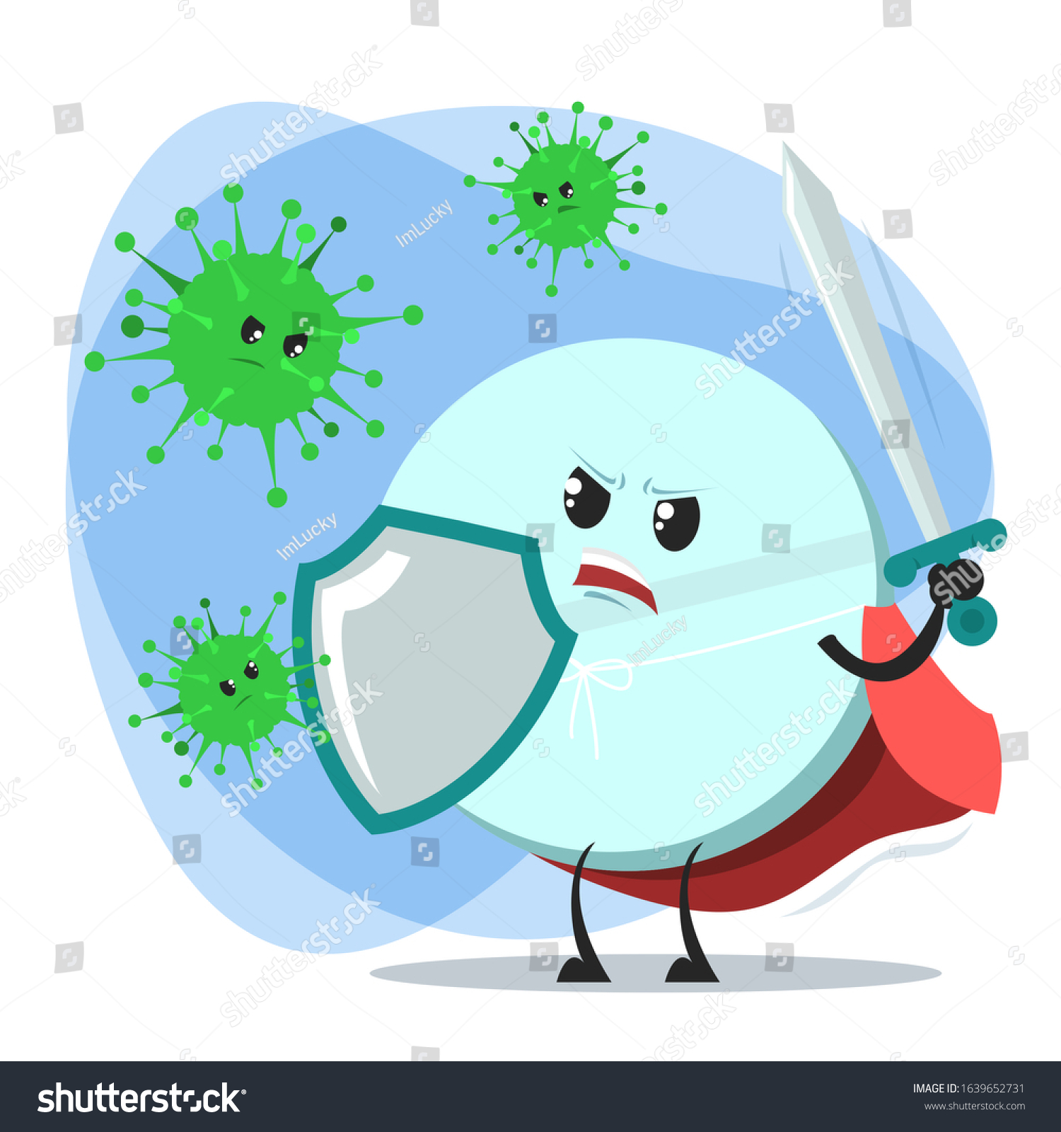 Brave Tablet Sword Shield Fights Virus Stock Vector (Royalty Free ...