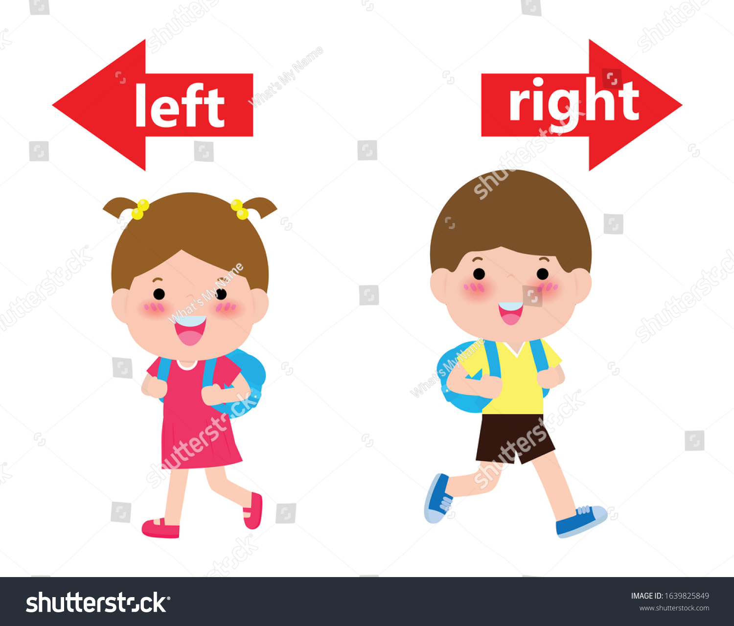 Opposite Left Right Girl On Left Stock Vector (Royalty Free) 1639825849