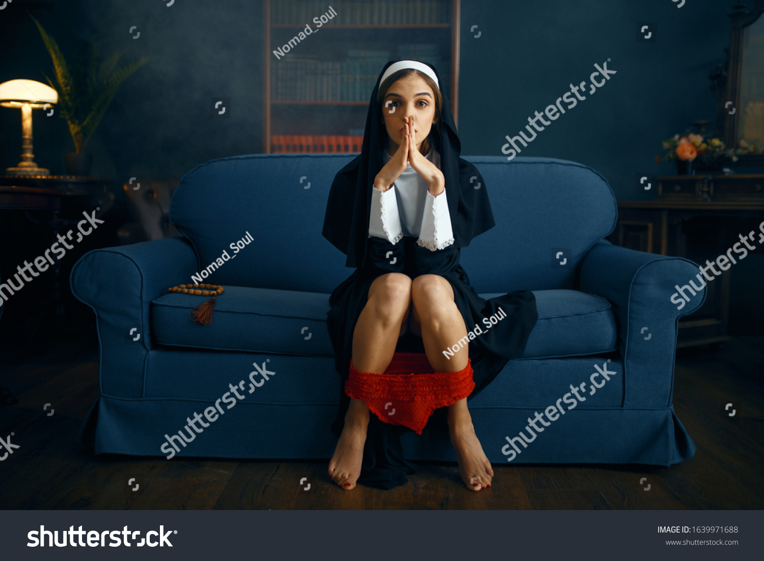 Sexy Nun Cassock Sitting Her Panties Foto Stock Shutterstock