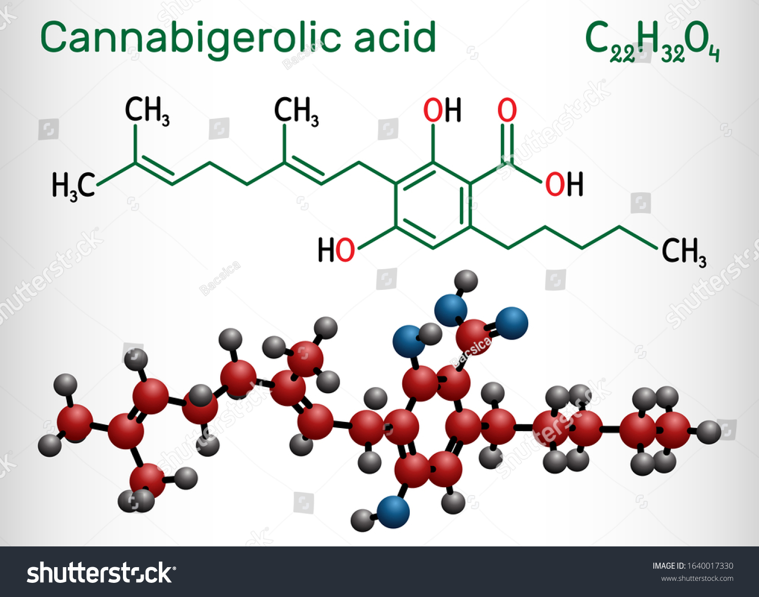 Cannabigerolic Acid Cbga Molecule Cannabinoid Precursor Stock Vector ...