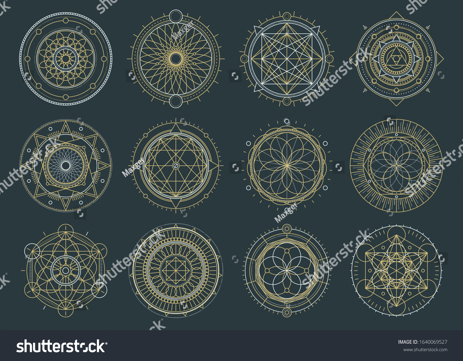 Vector Set Sacred Geometric Figures Dreamcatcher Stock Vector (royalty 