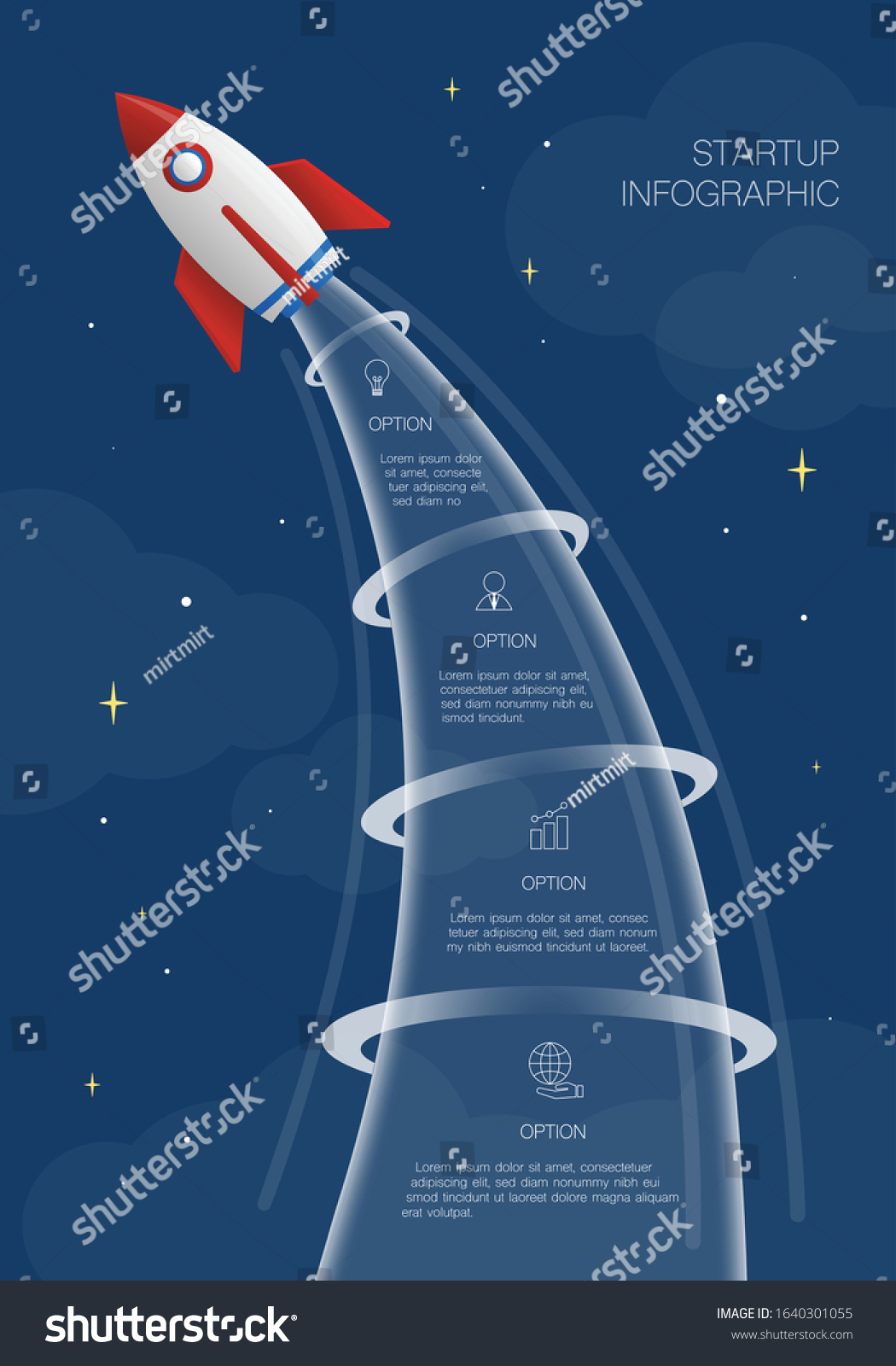 Rocket Infographic Vector Illustration 4 Options Stock Vector (Royalty ...