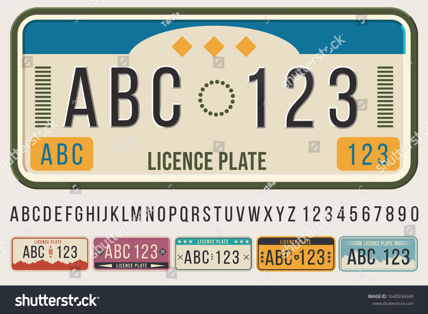 License Car Plates Font Embossed Font Stock Vector (Royalty Free ...