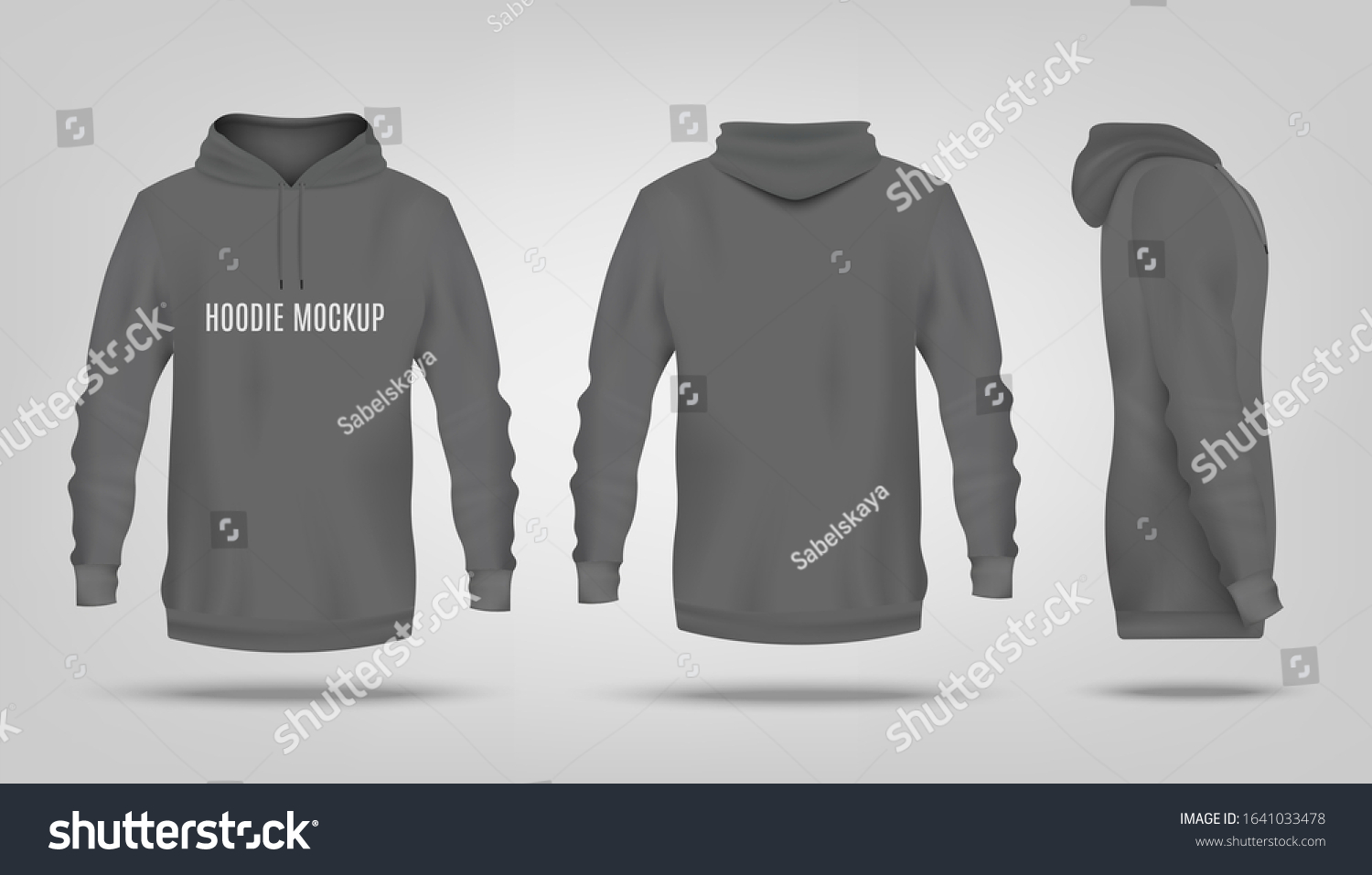 Realistic Grey Hoodie Mockup Text Template Stock Vector (Royalty Free