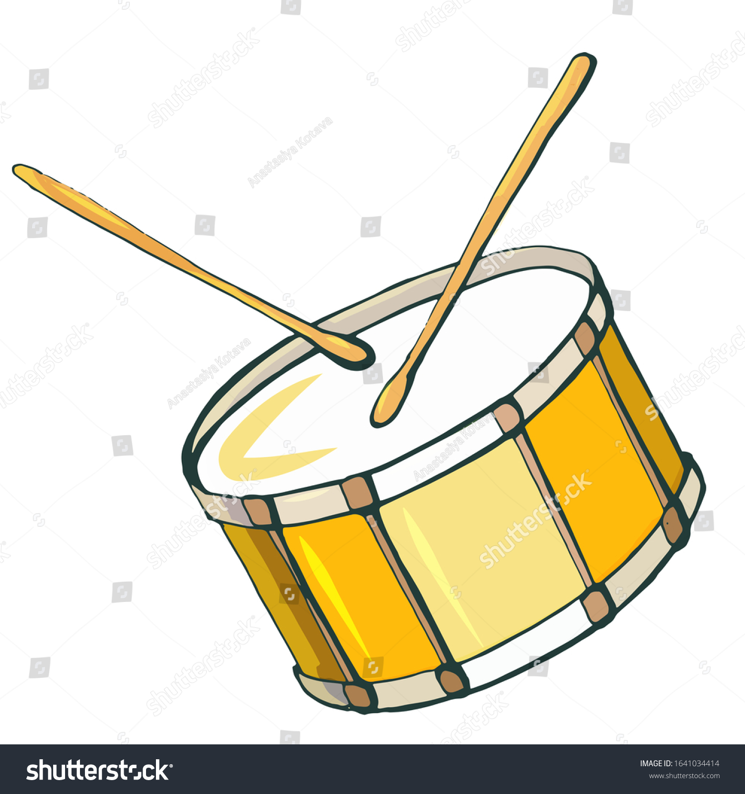 Hand Drawn Vector Color Snare Drum Stock Vector (Royalty Free ...