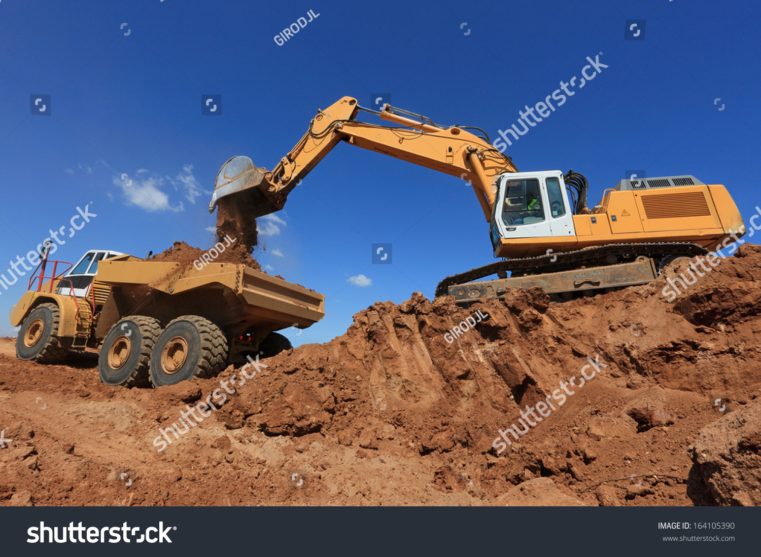 construction vehicles in action